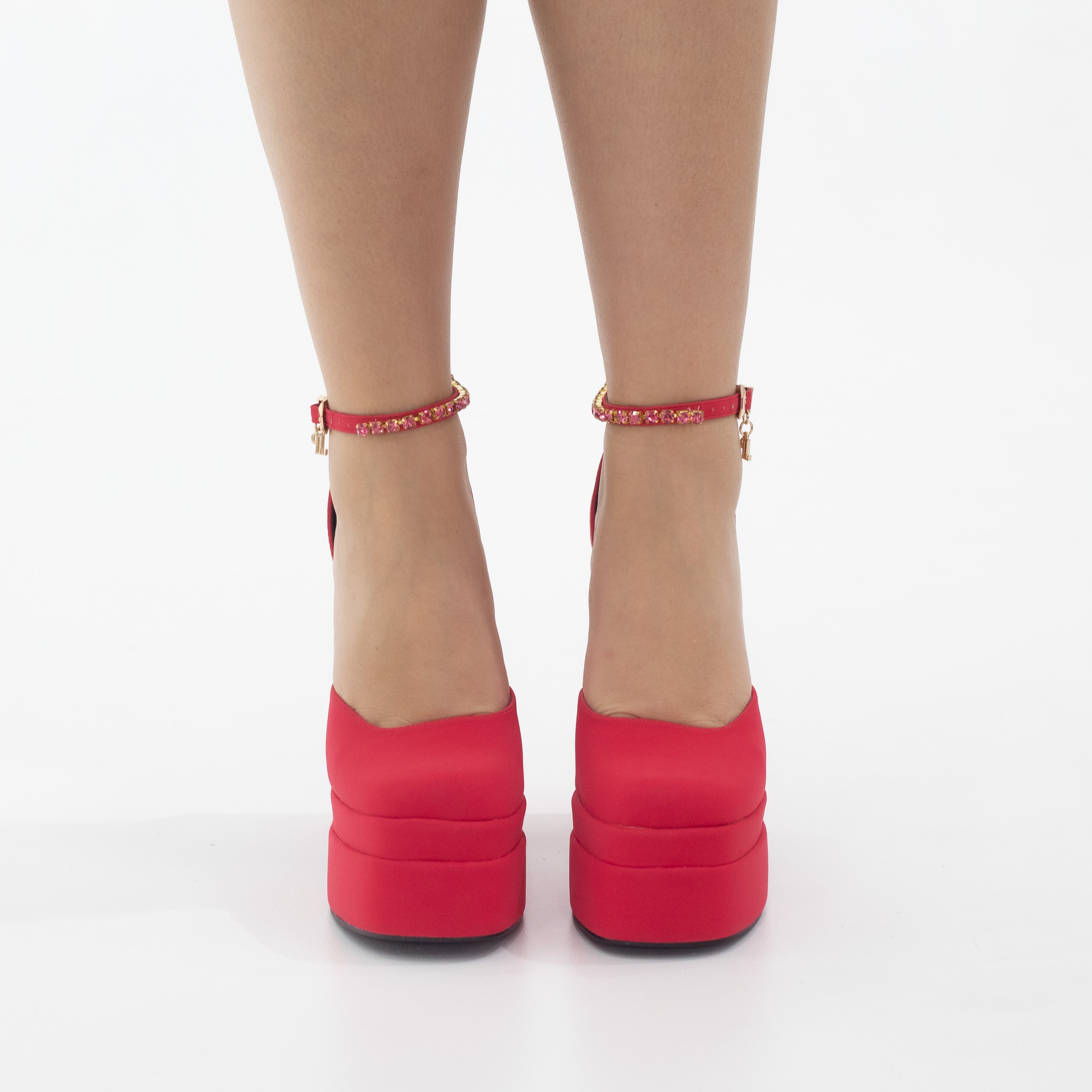 Trixie open waist high 14.5cm heel platform red