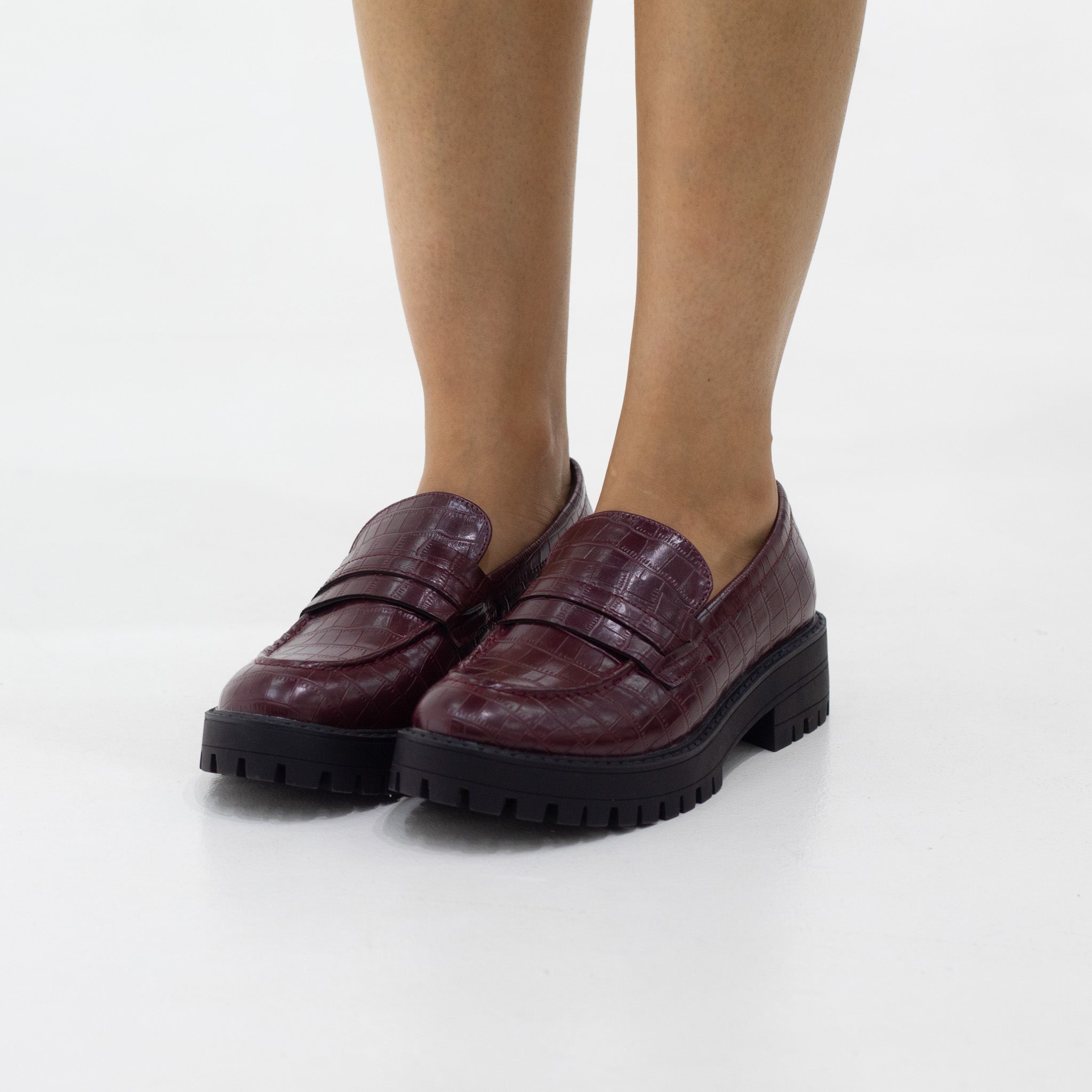 Dofa faux croc embellished leather loafers