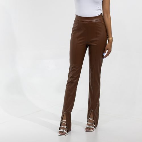 Tayt front slit vegan leather legging coffee