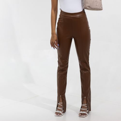 Tayt front slit vegan leather legging coffee