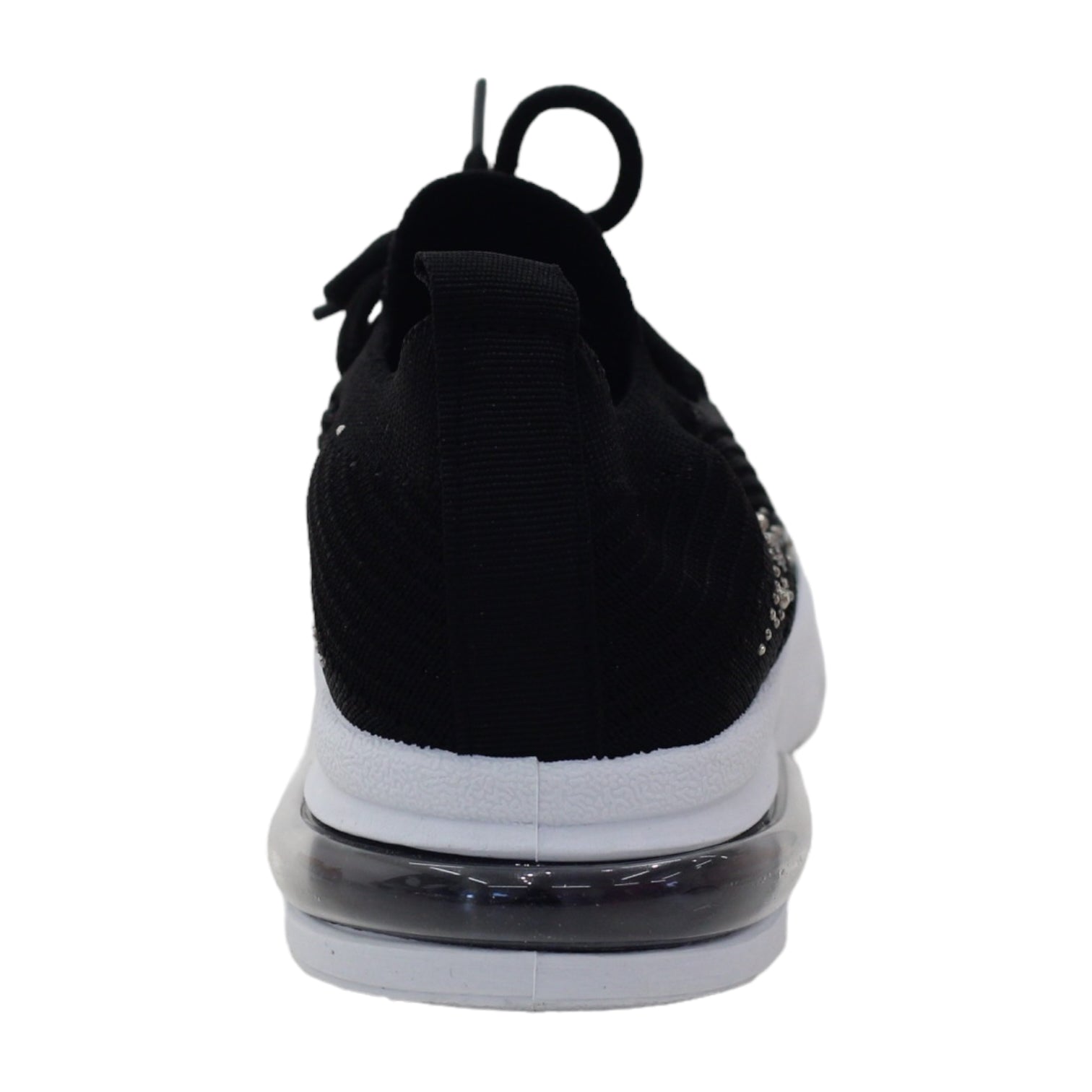 Obioma girls fly knit lace up sneaker with diamonds black