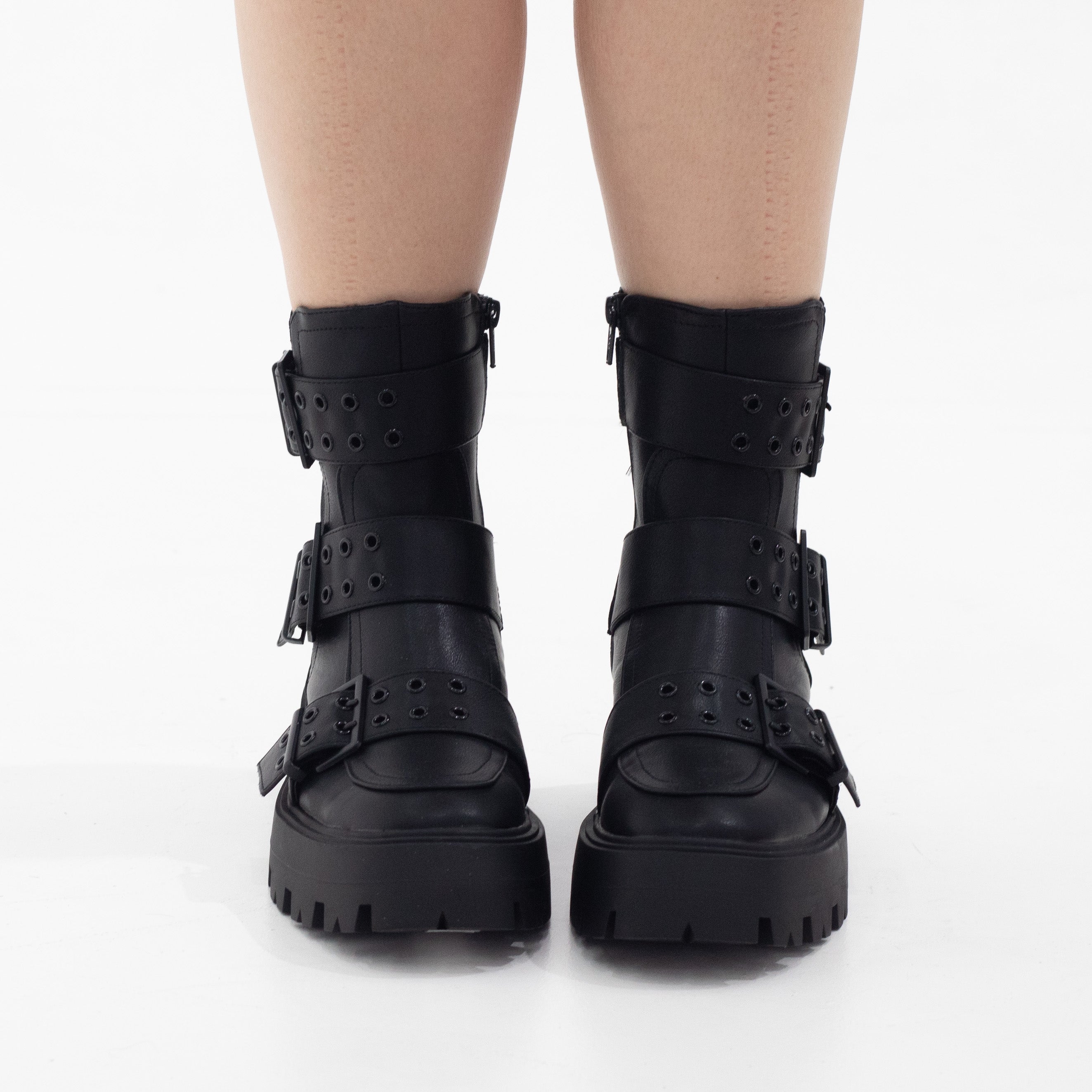 Sunela chunky monk strap ankle boot black