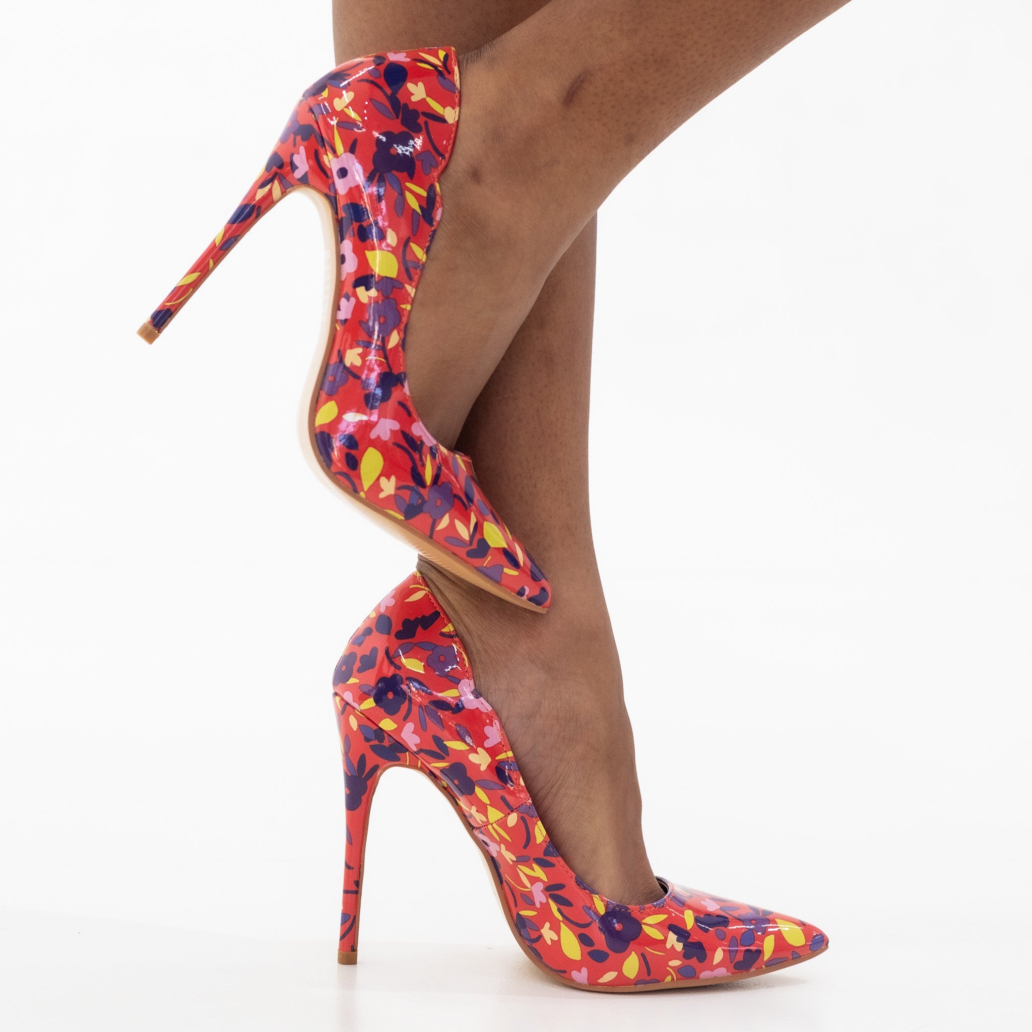 Arohi floral multicolor 11.5cm high heel court red