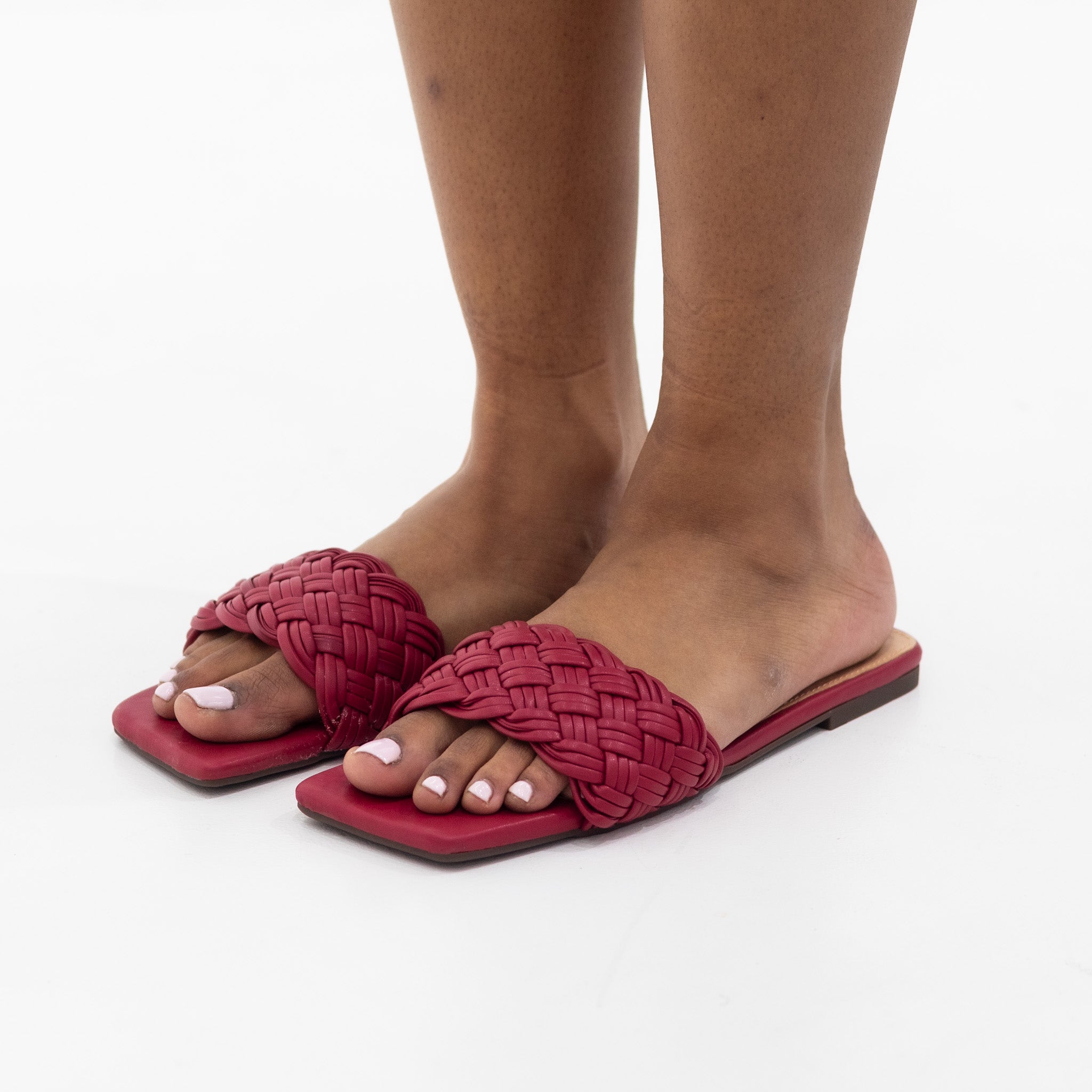 Sapphire pleated strippy slide red