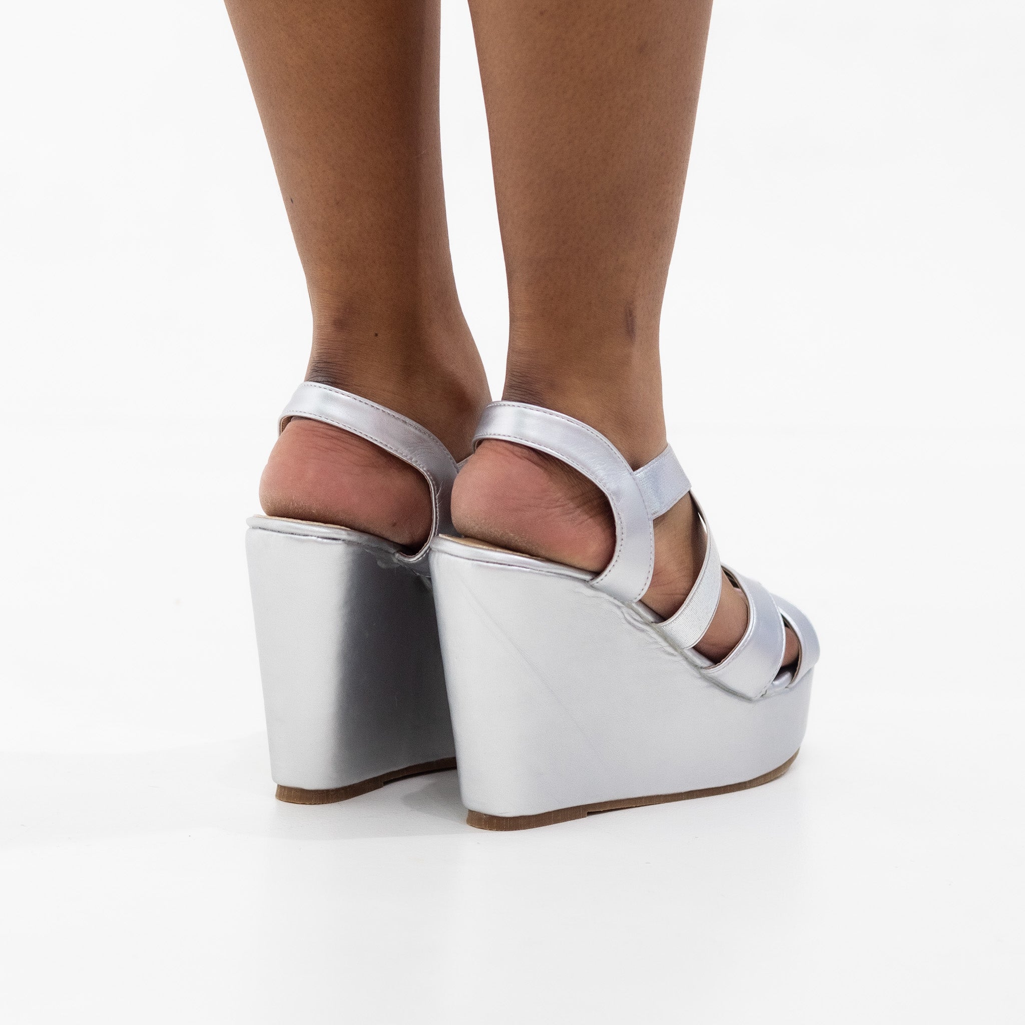 Ulalia strappy 11cm wedge sandals silver