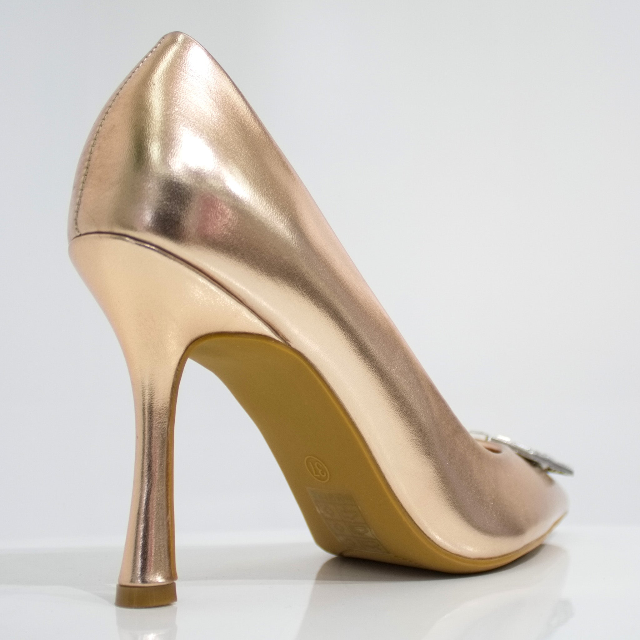 Valoria 9.5cm heel court with diamante trim champagne