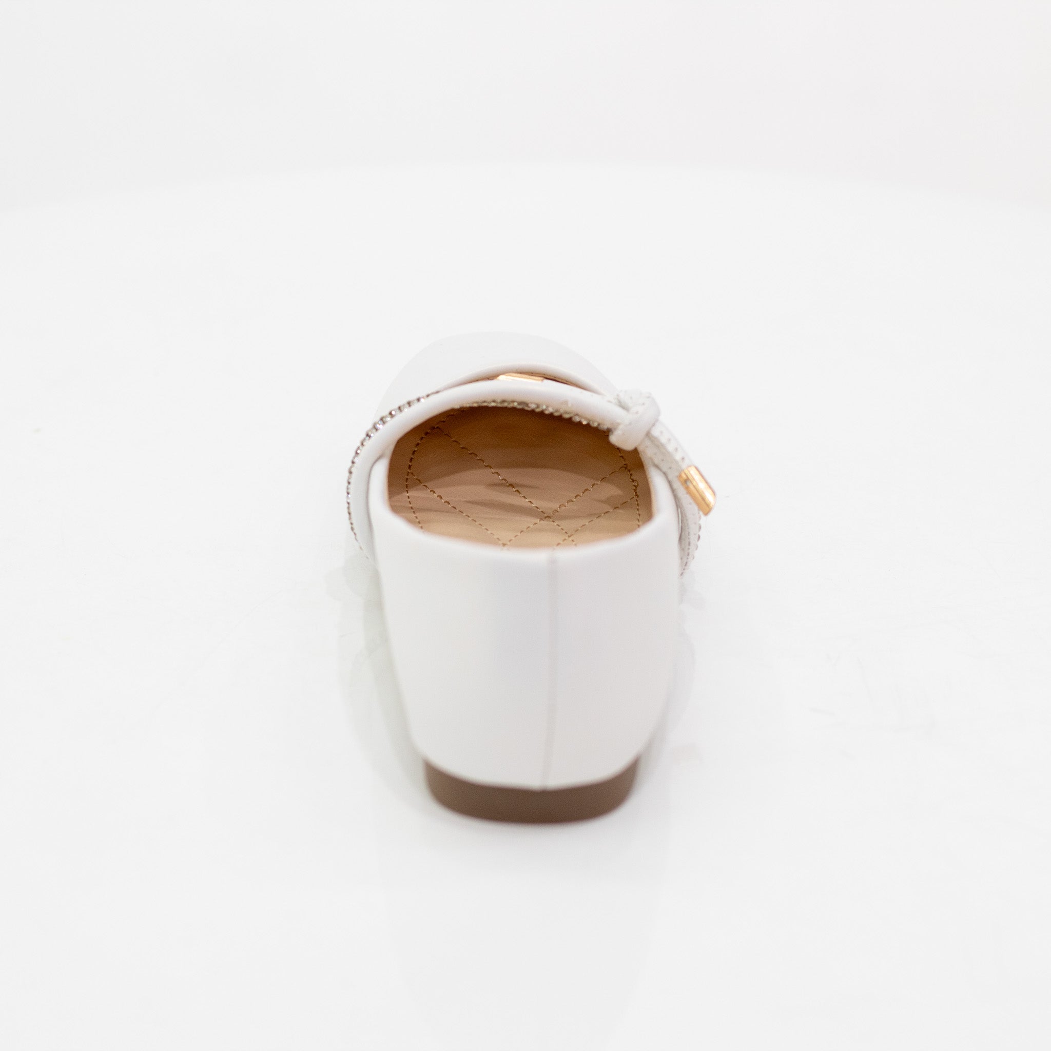 Kady knot belt girls dress pump white