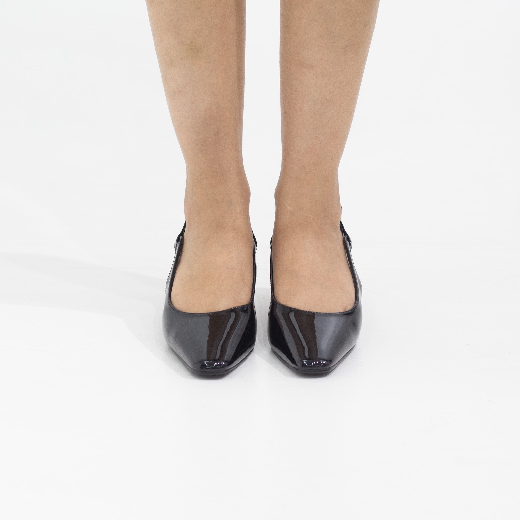 Gabbi open waist pat 5.5cm heel sling back black