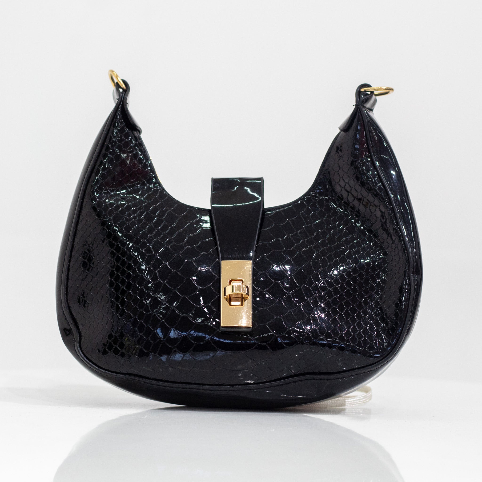 Indira faux leather rigid shoulder bag black