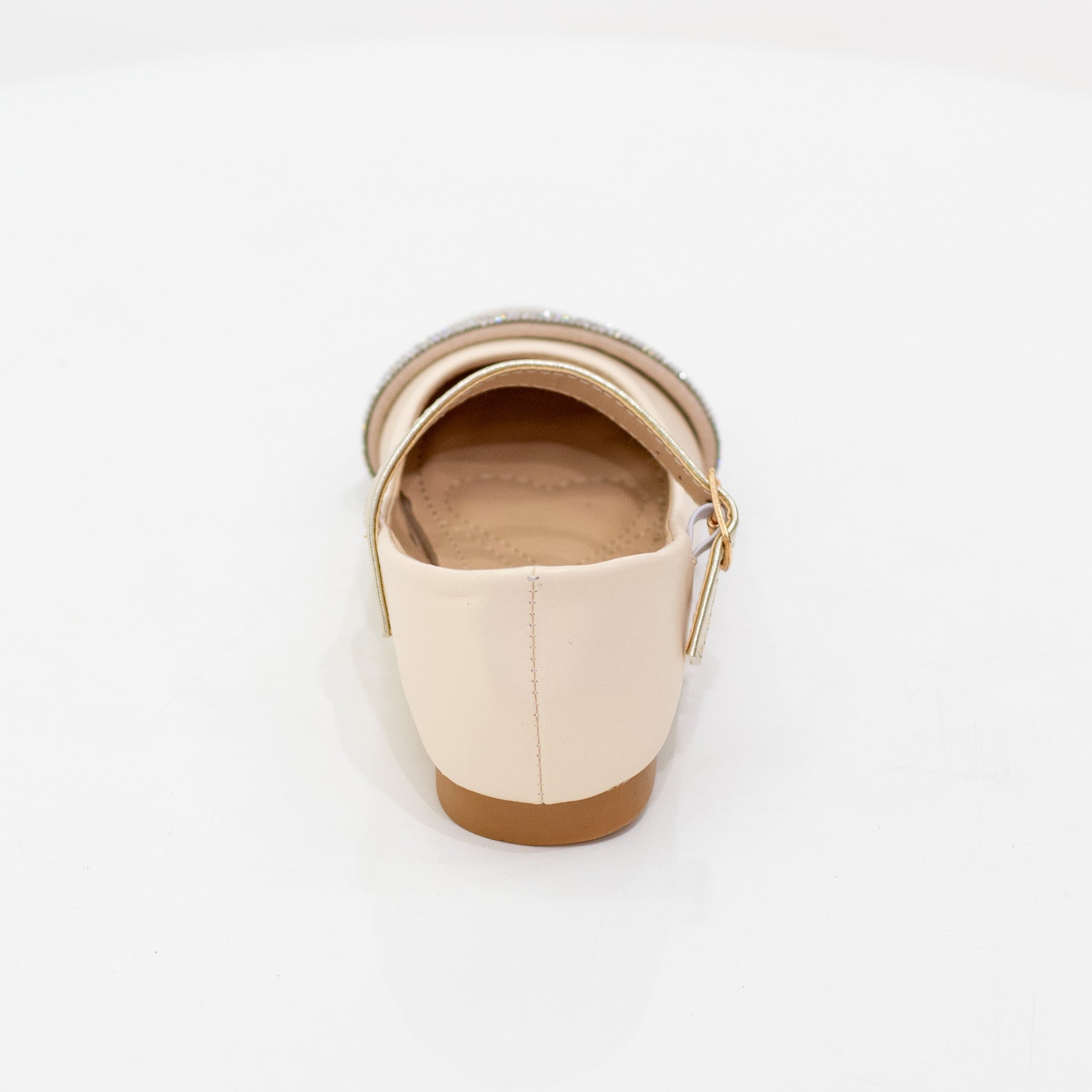 Kacia 2-toned infant girls dress pump gold and beige