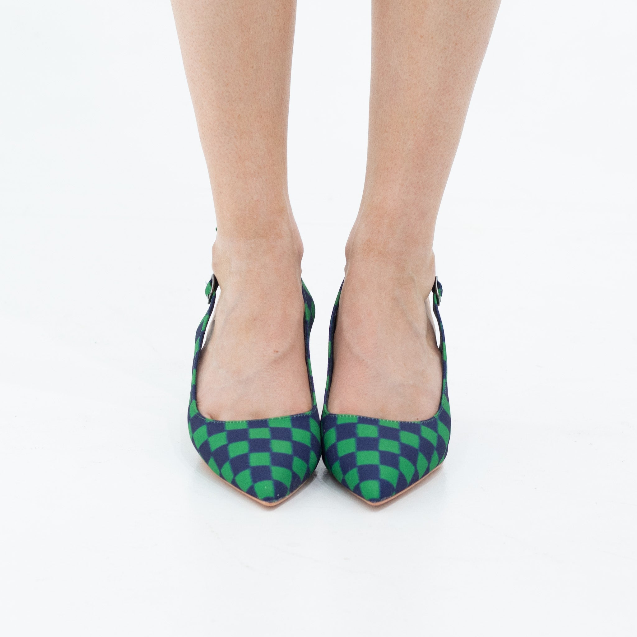 Kalina 7.5cm heel argyle open waist sling back green