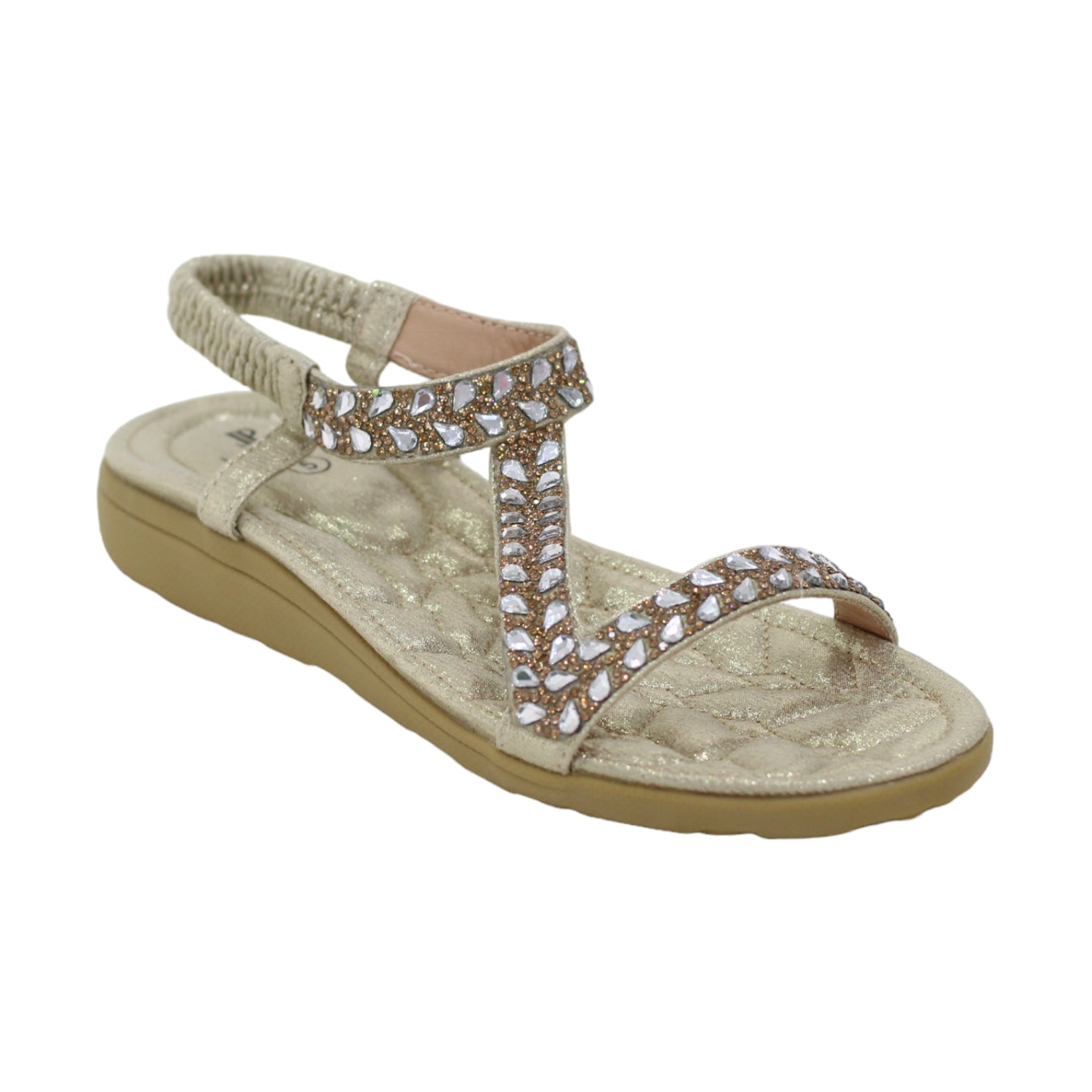 Rabia one studded band sandal on flat unit gold