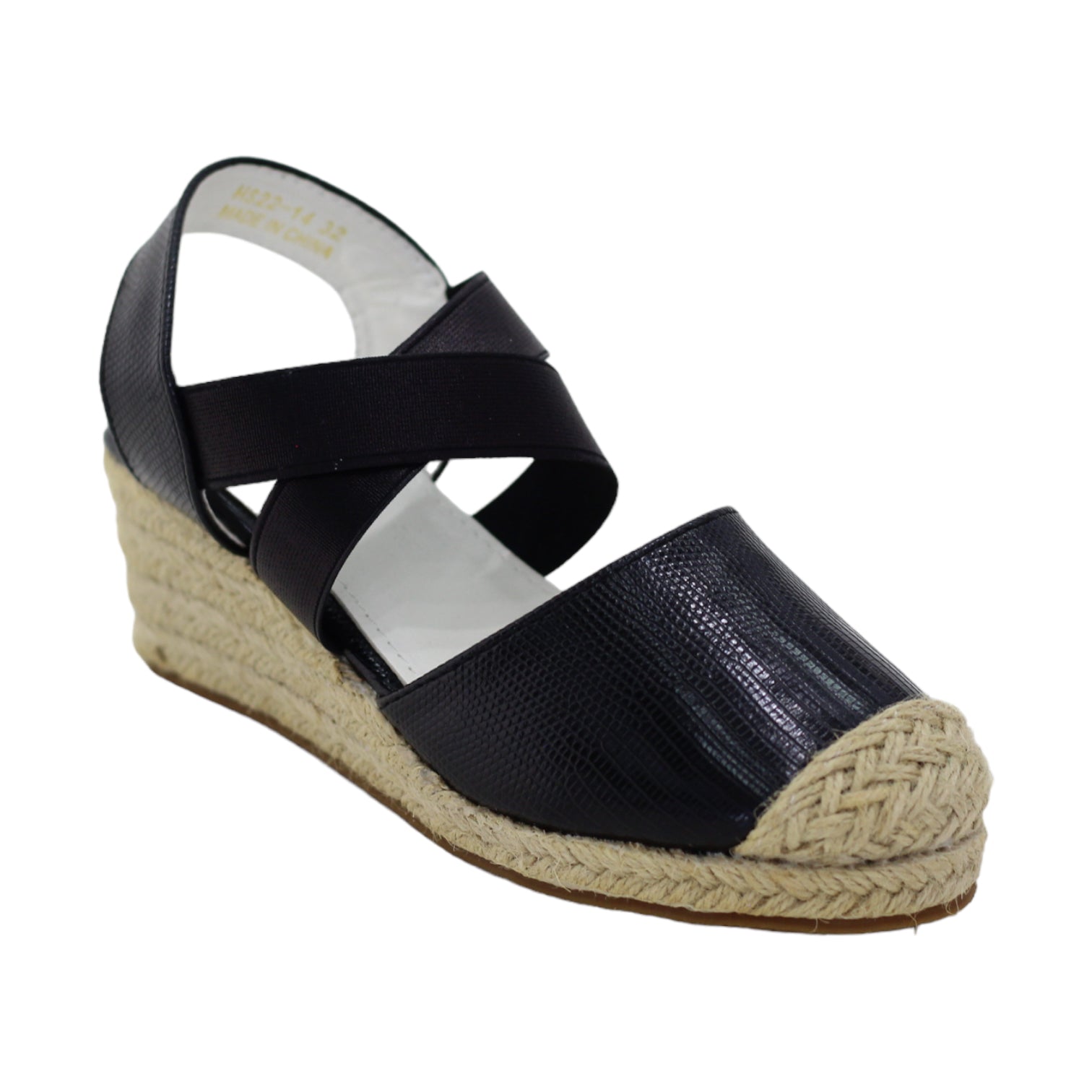 Atero girls wedge espadrille shoe black