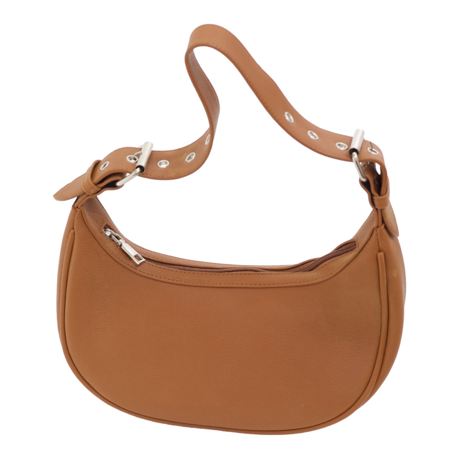 Zek faux leather rigid shoulder bag brown