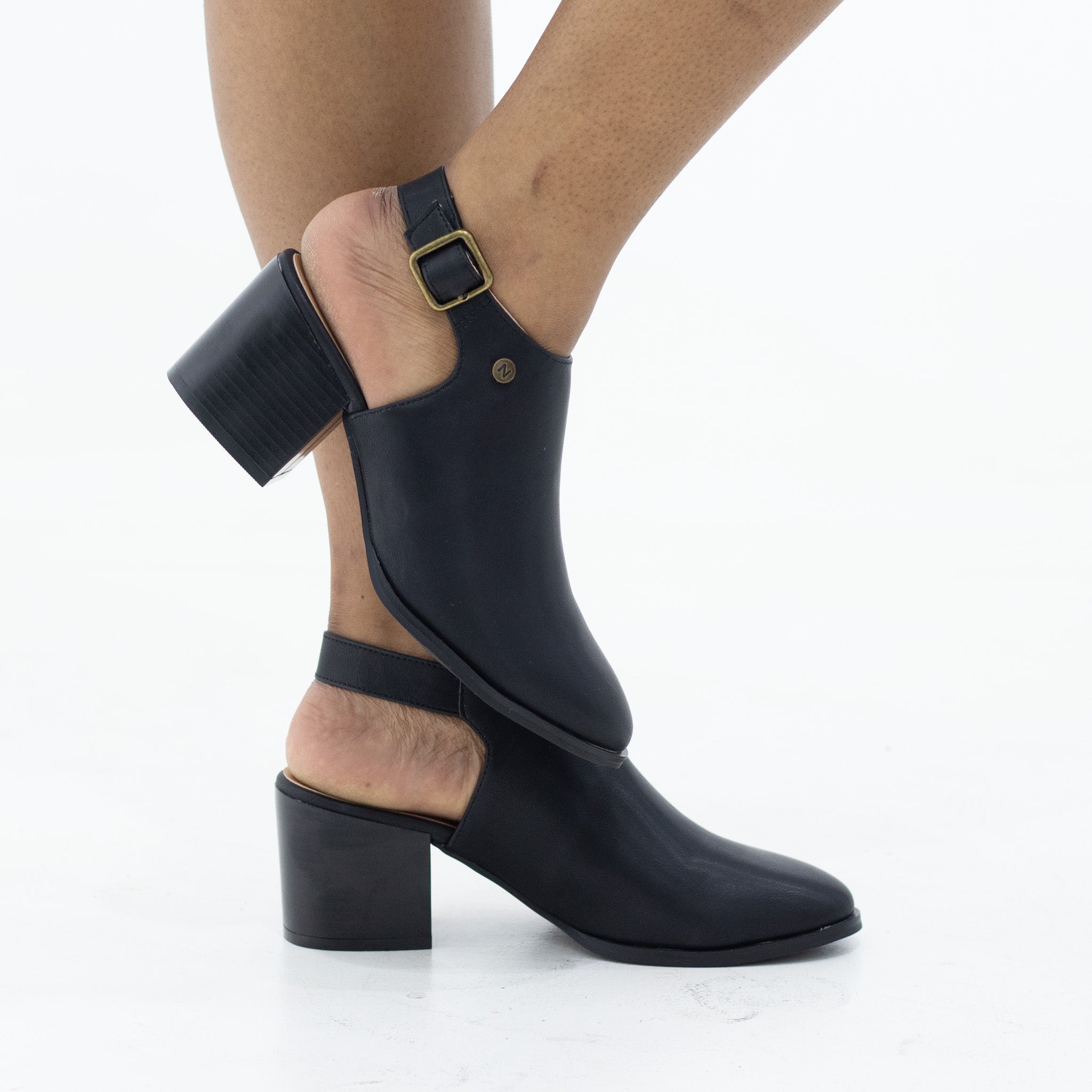 Bossa open back 6.5cm heel ankle boot black