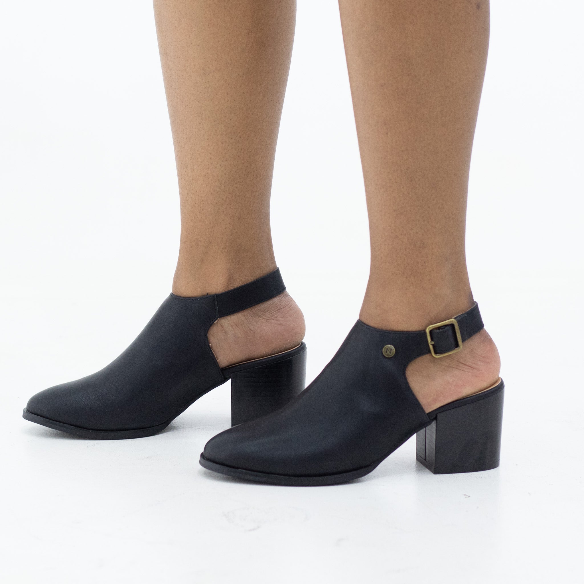 Bossa open back 6.5cm heel ankle boot black