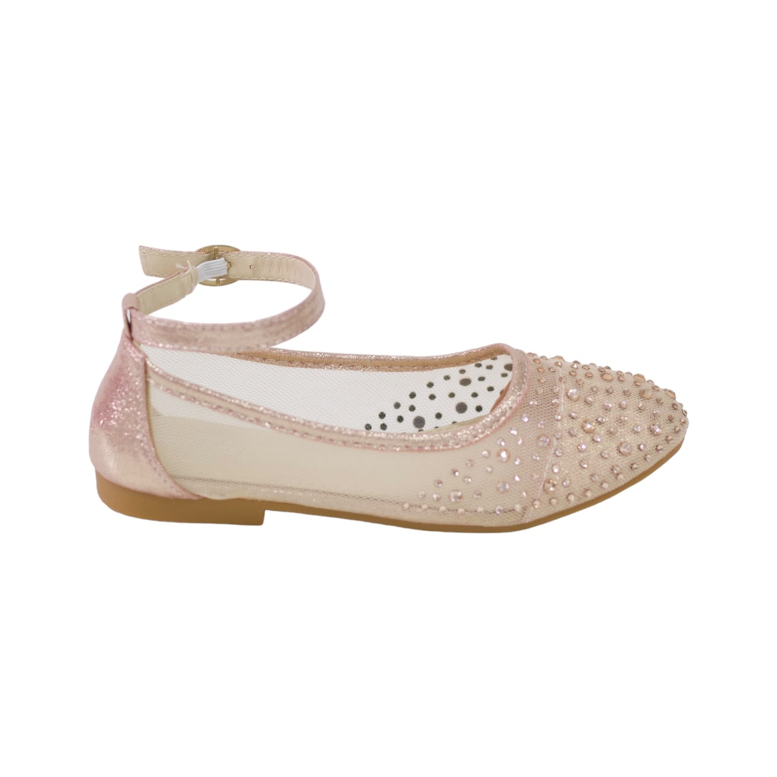 Lemia girls netted ballarina with diamonds champagne