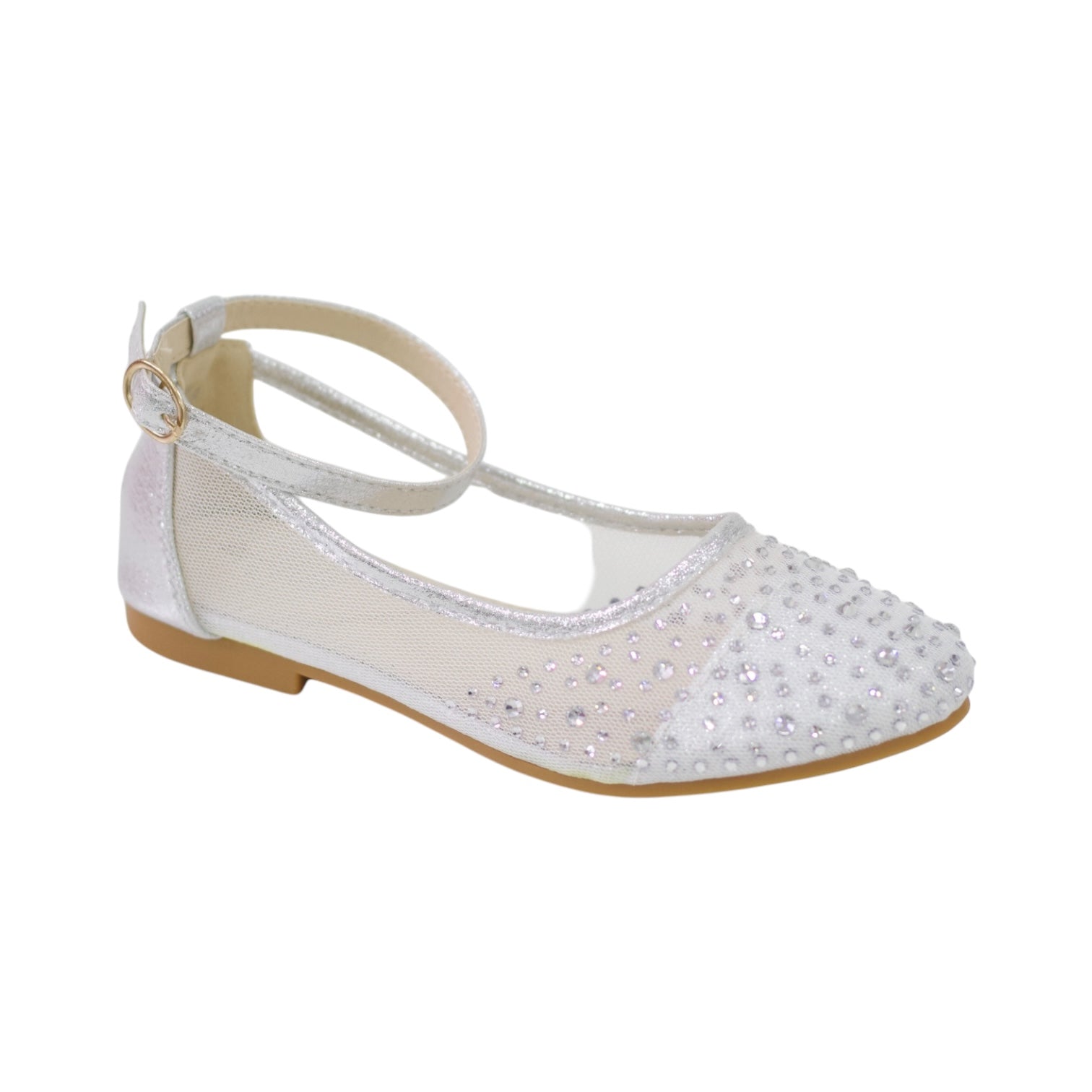 Lemia inf girls netted ballarina with diamonds silver