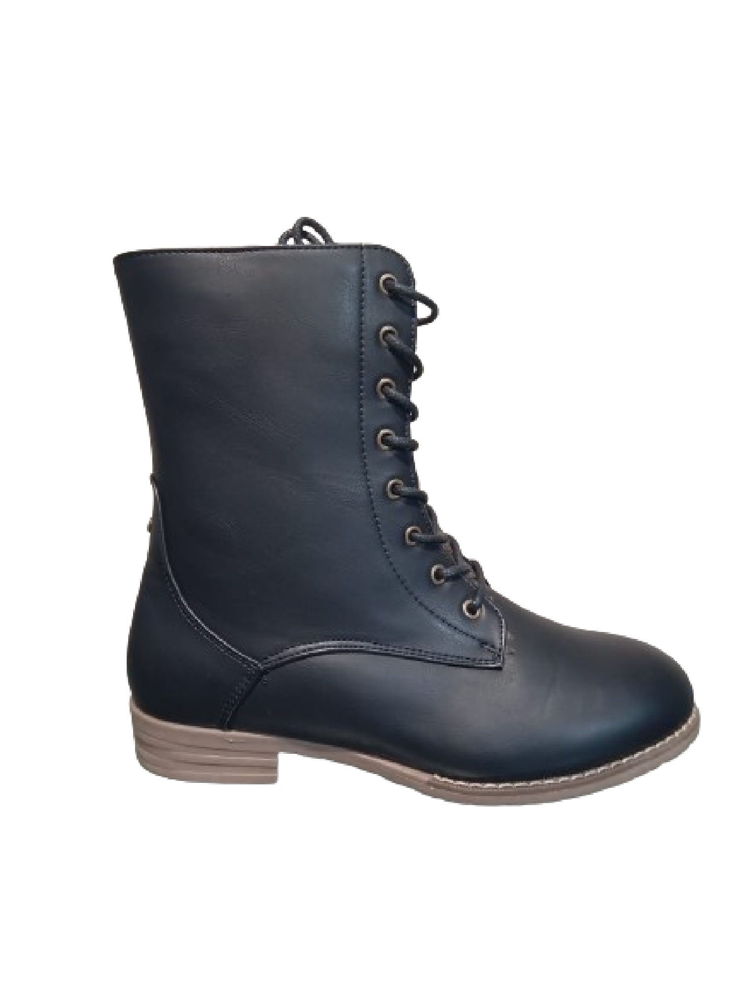 Vanilla pu lace up VanHill heel ankle boot black