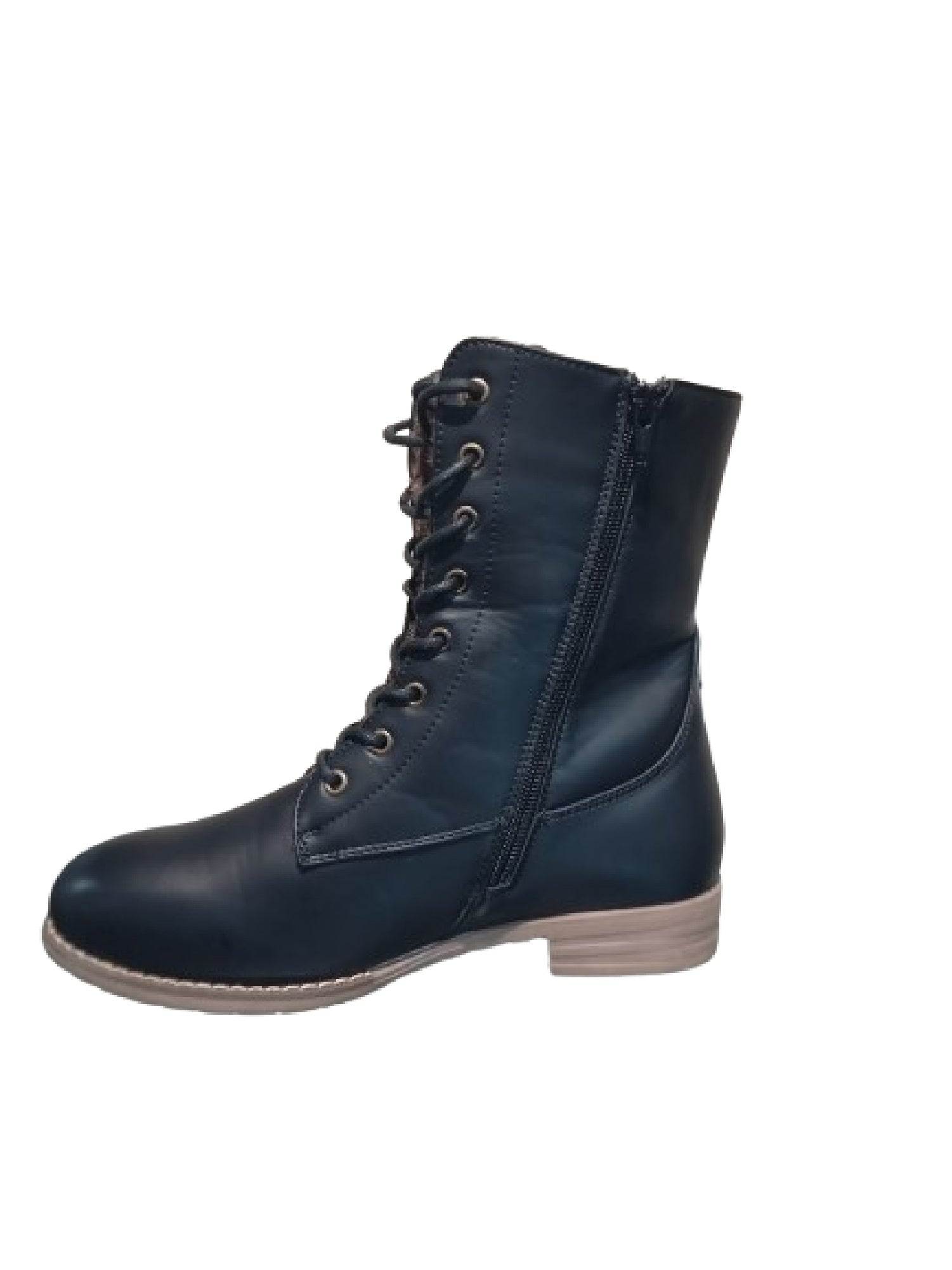 Vanilla pu lace up VanHill heel ankle boot black