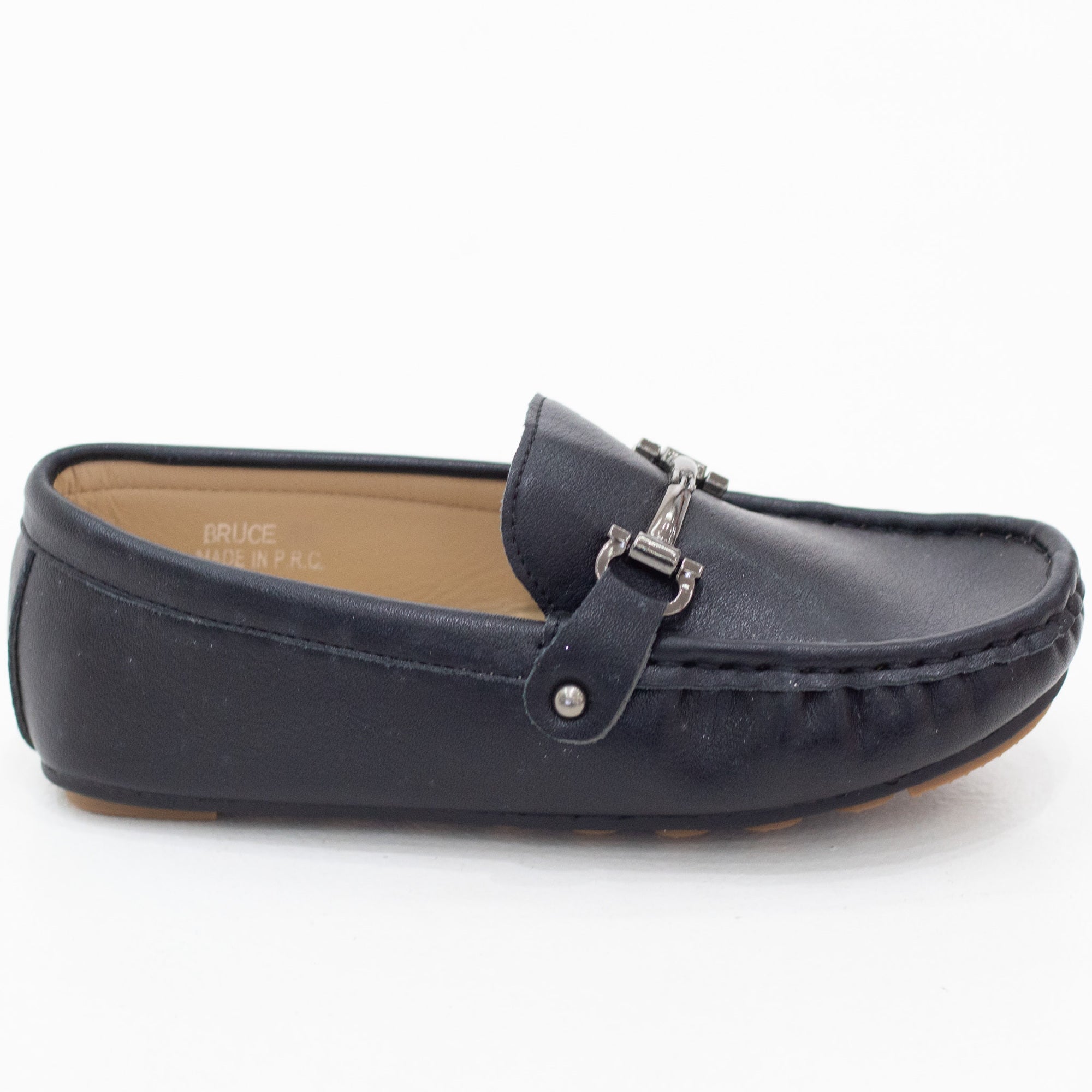 Bruce boys moc shoes with a gun metal buckle