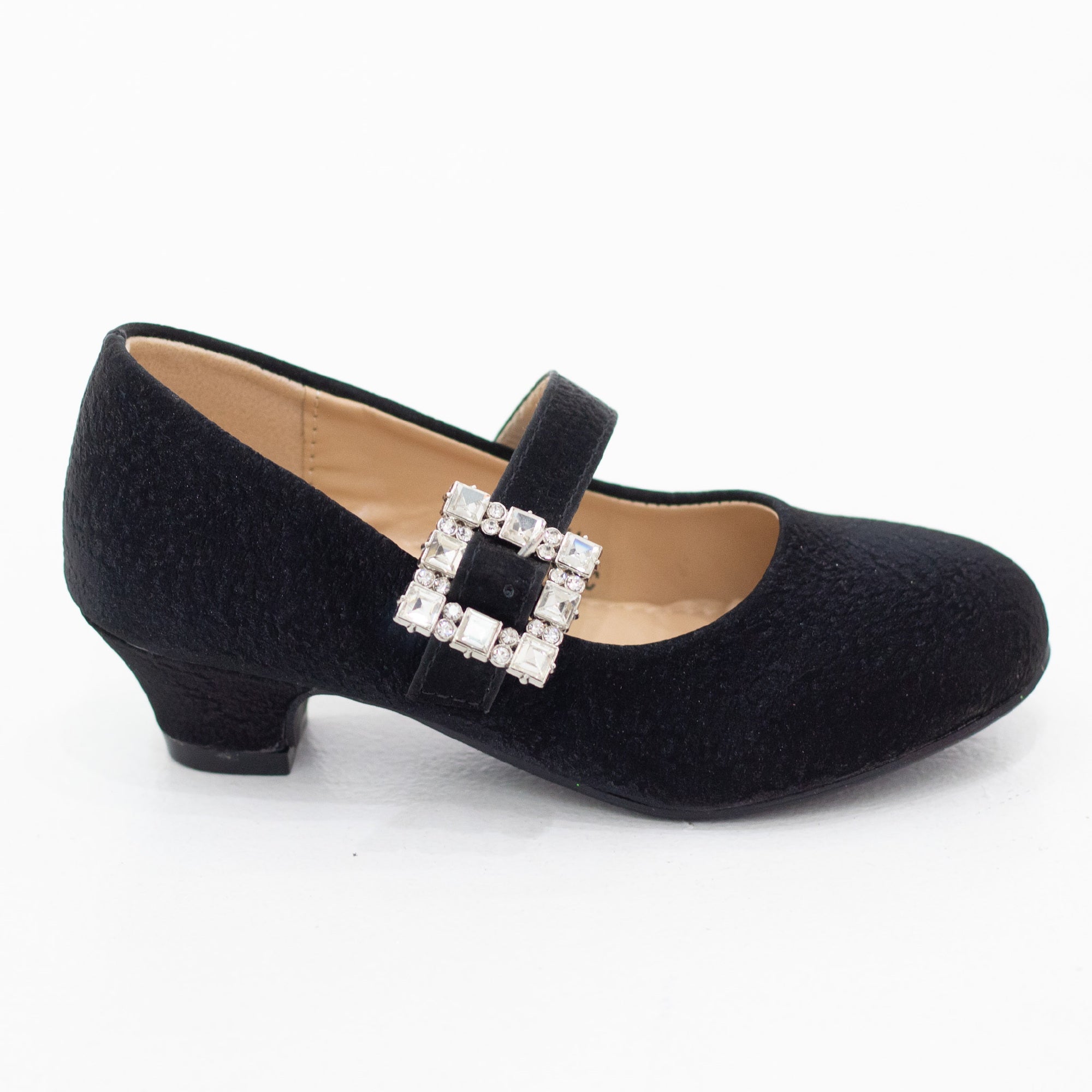 Tova infant girls mat dress pump with a diamante buckle