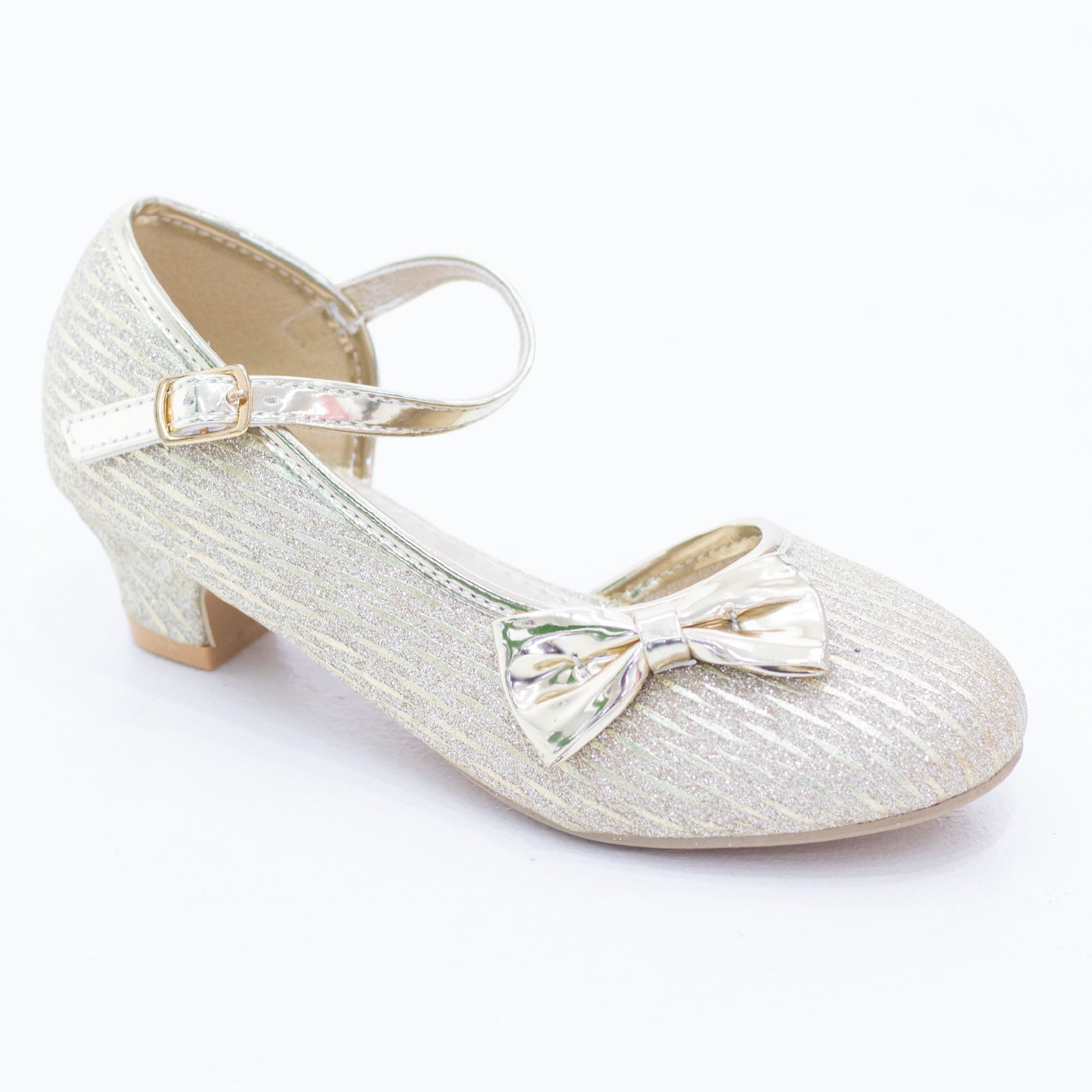 Pia girls open waist dress shoe with a side bow