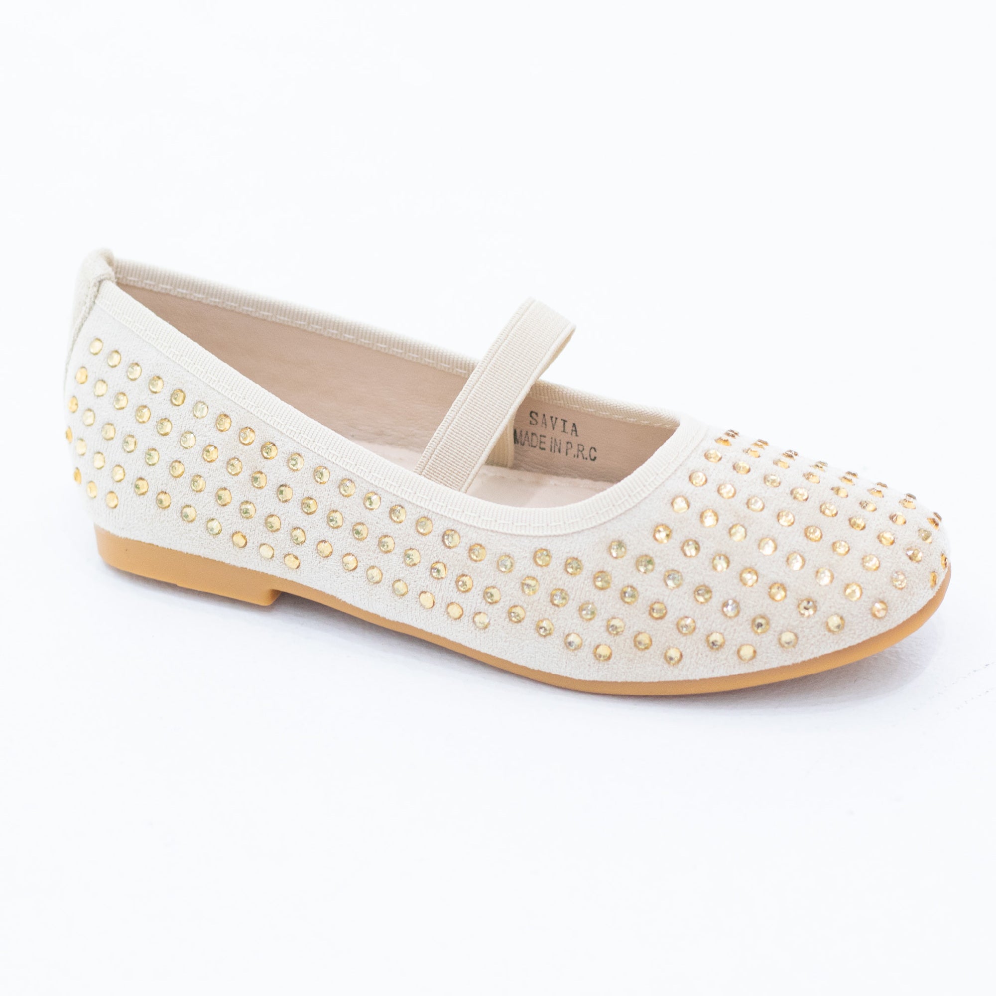 Savia girls crystal decor pump with a knot tie bow