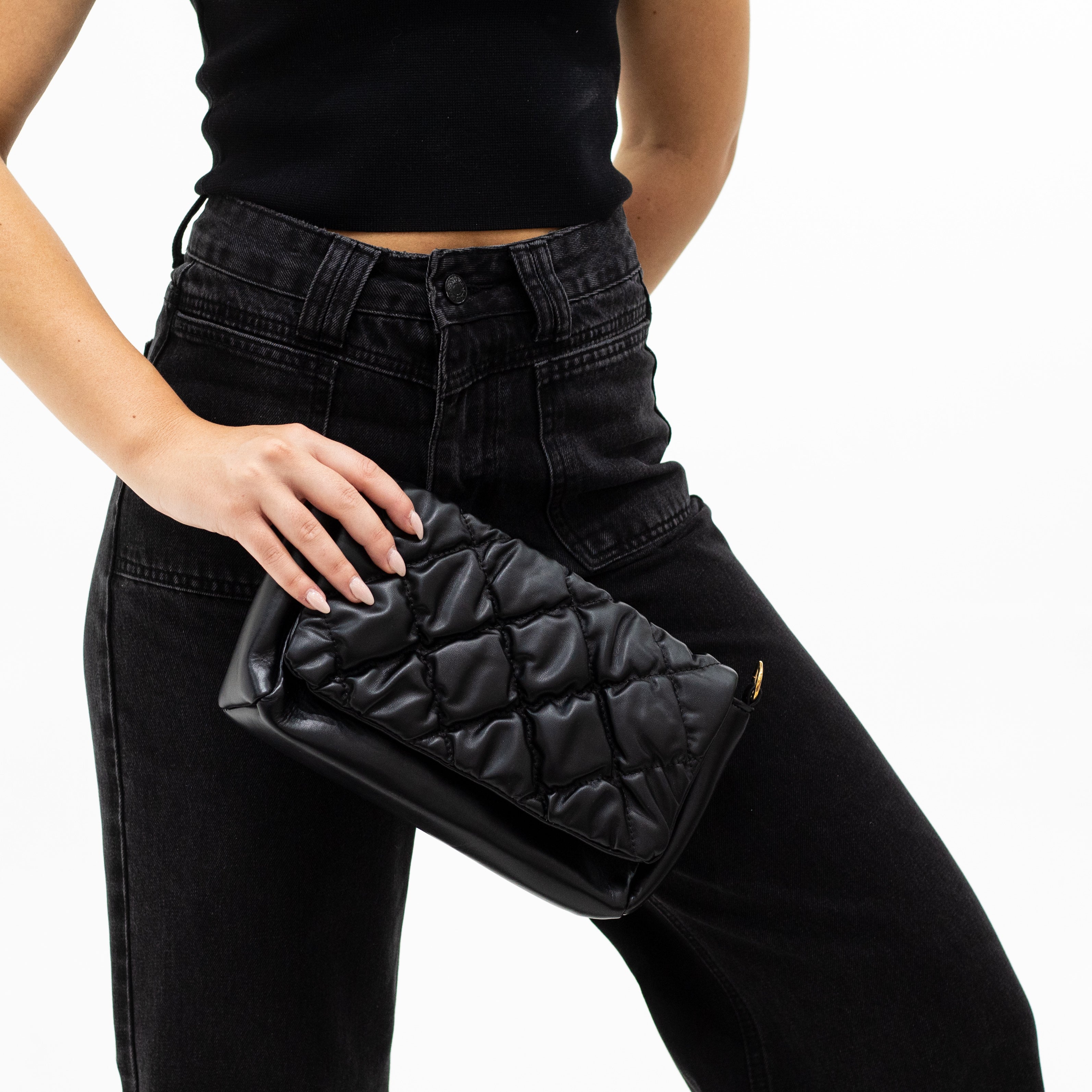 Monisha quilted cross-body mini clutch-bag black