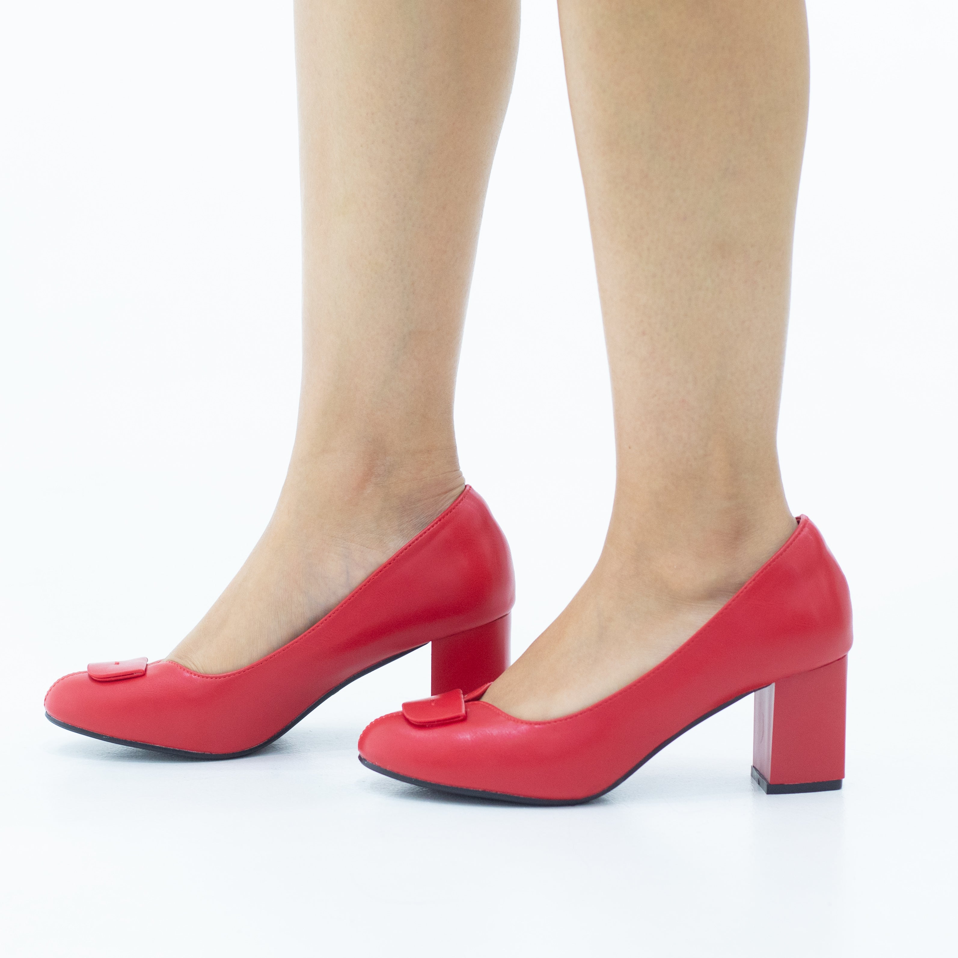 Serbia comfy 6.5cm block heel court with a mat trim shoe