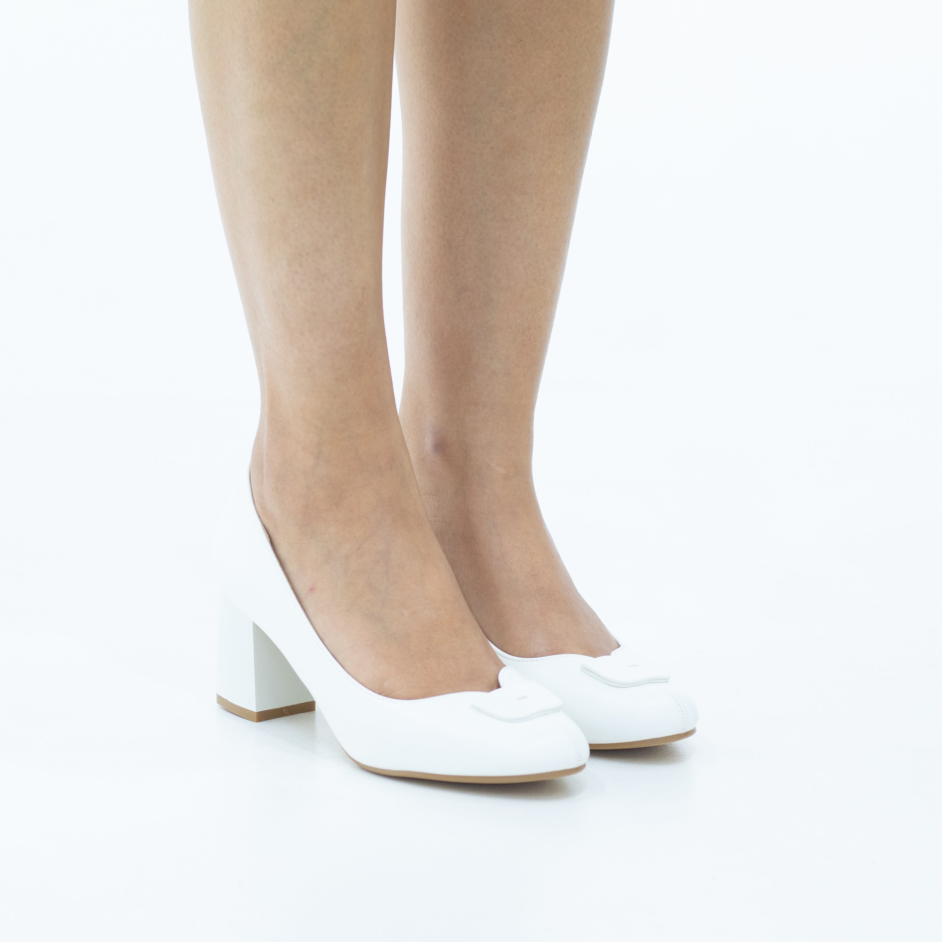 Serbia comfy 6.5cm block heel court with a mat trim shoe