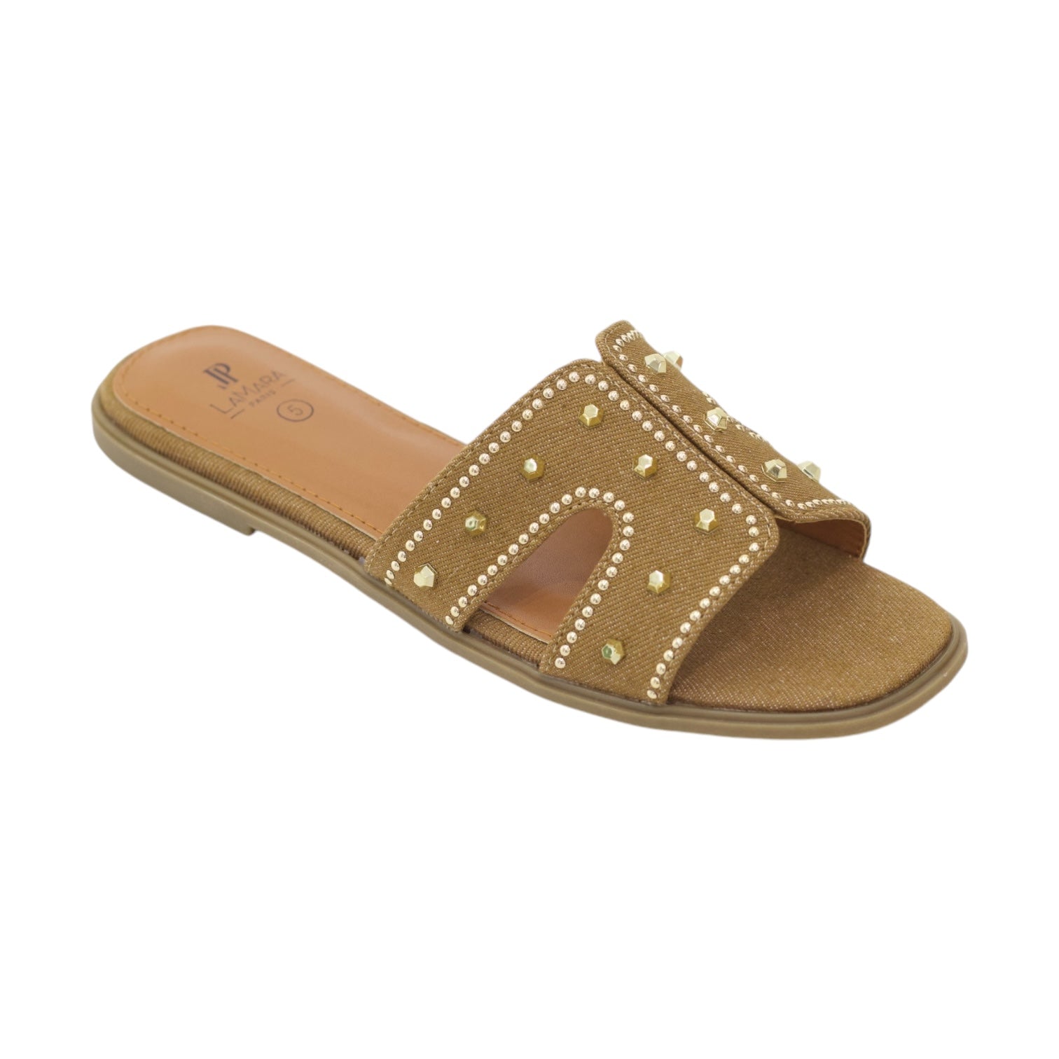 Cape studded detailed flat slider