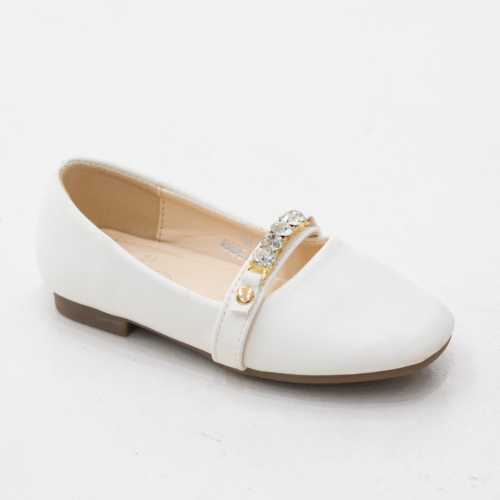 Mayju infant girls patent pump with gold detailed belt