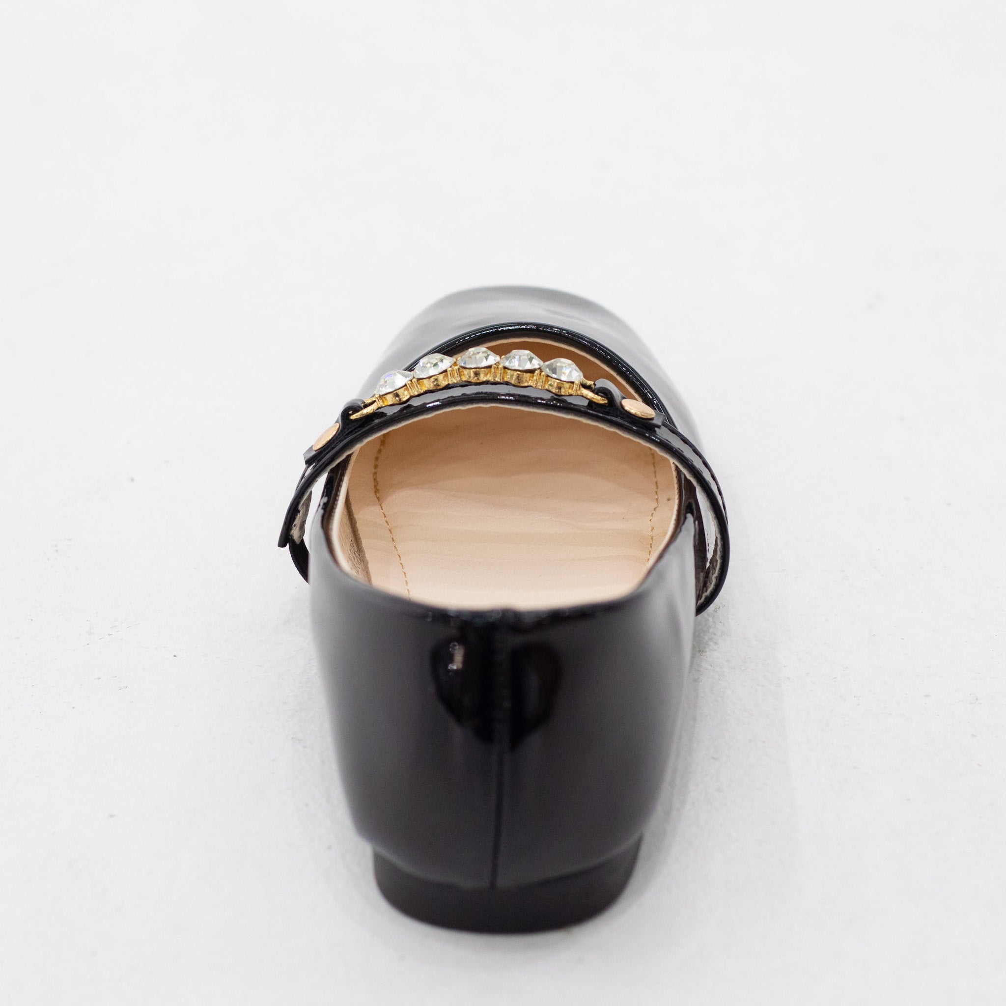 Mayju girls patent pump with gold detailed belt