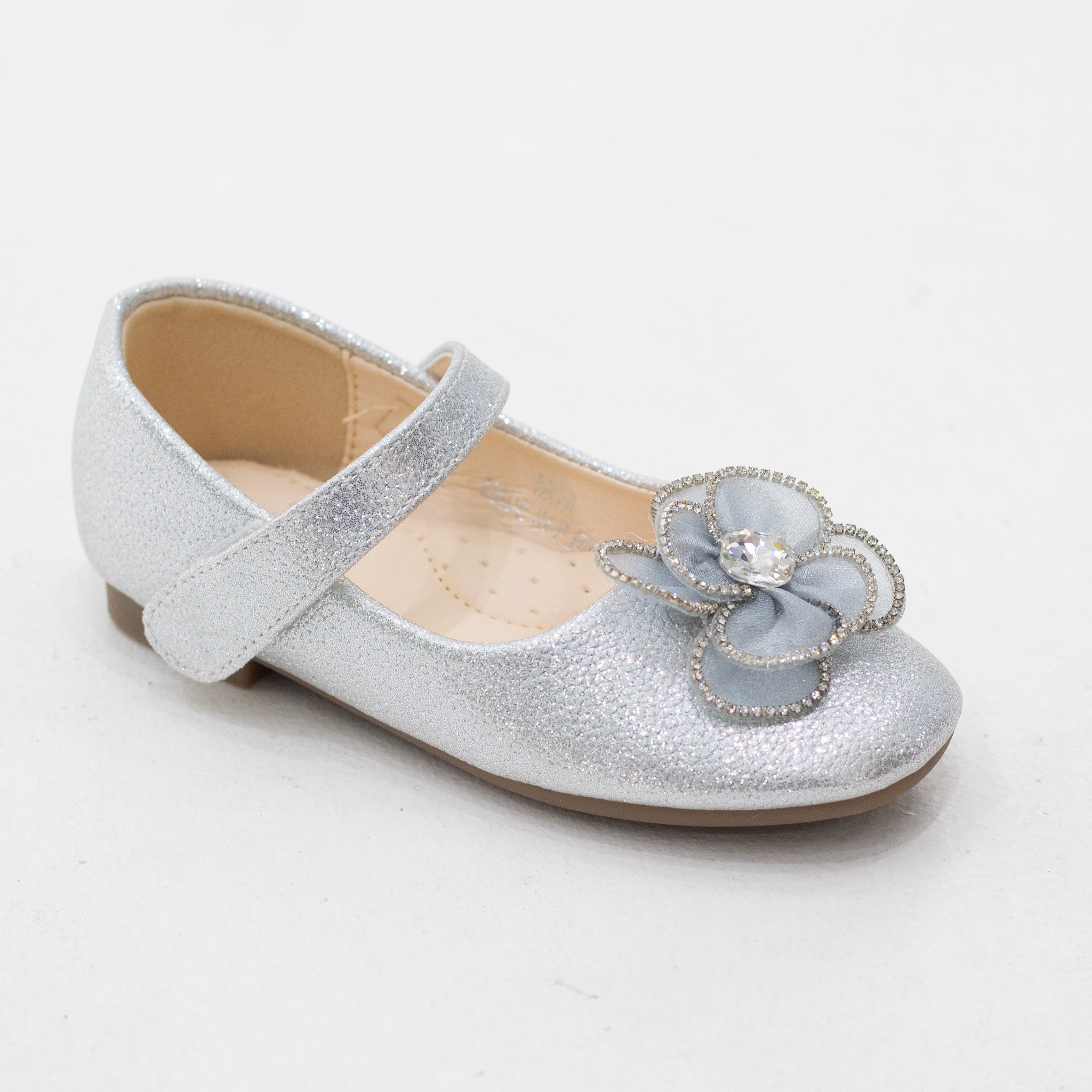 Moa baby girls shimmer flower detailed dress pump