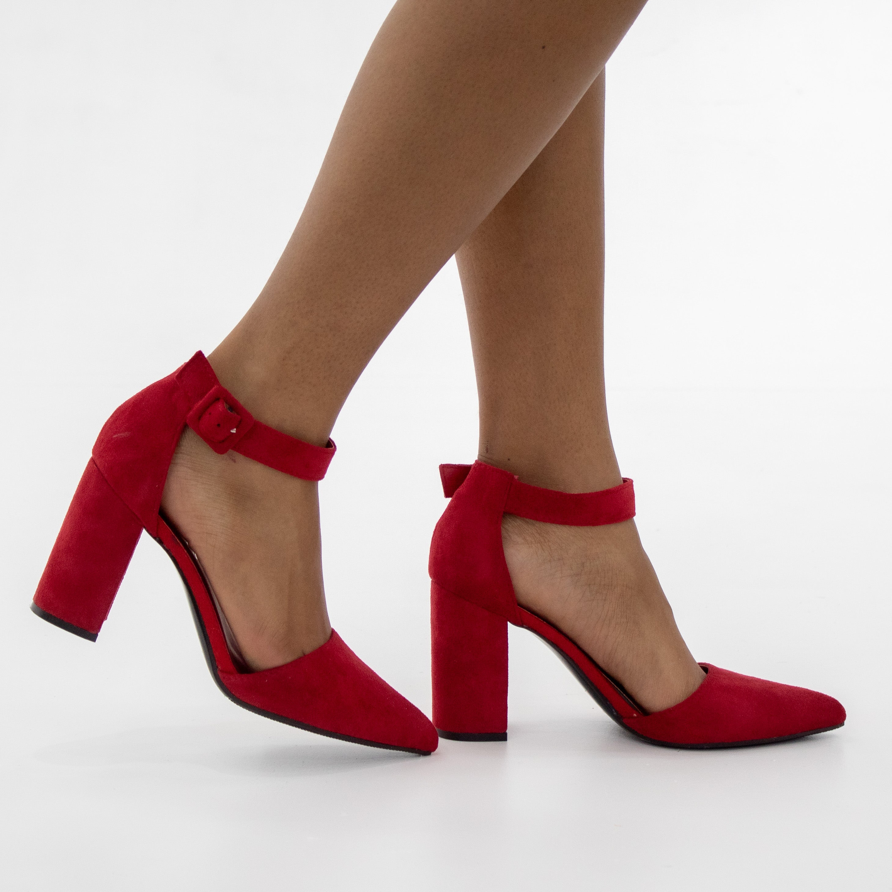 Jess open waist pointy on block heel micro red