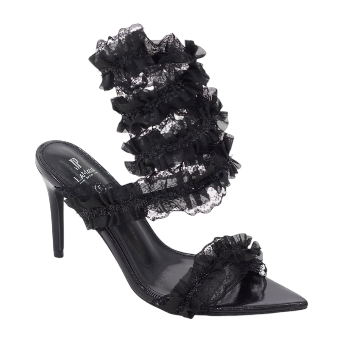 Dream one band frenchy chiffon shackled 9cm heel sandal