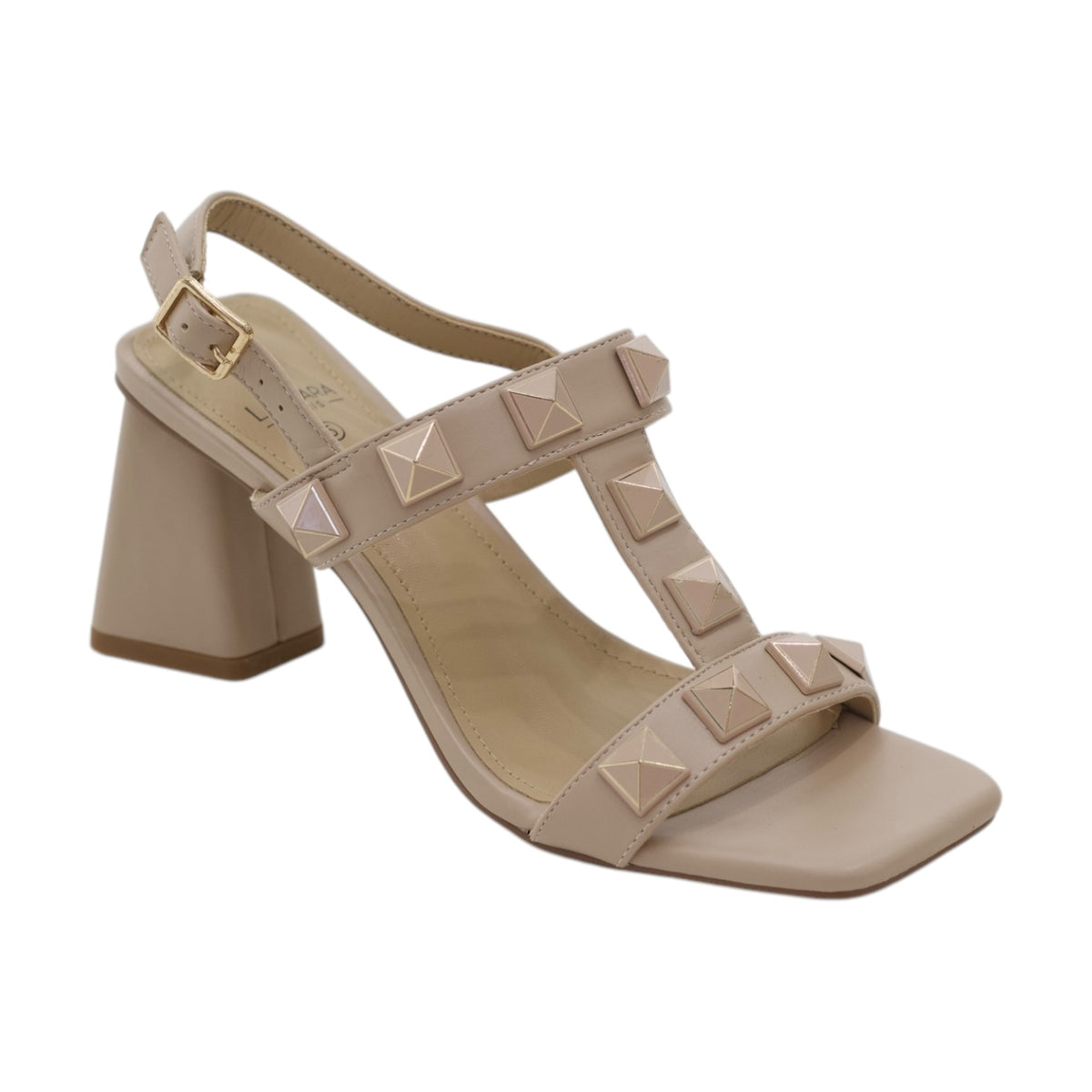 Ralos edgy studded straps 7cm block heel sandal
