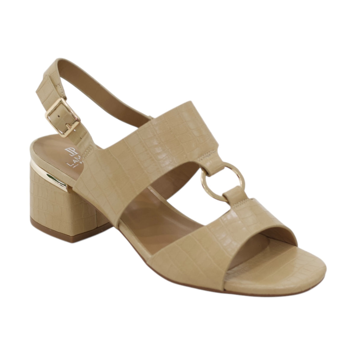 Yildiz croc 5cm block heel with round link band detailed sandal