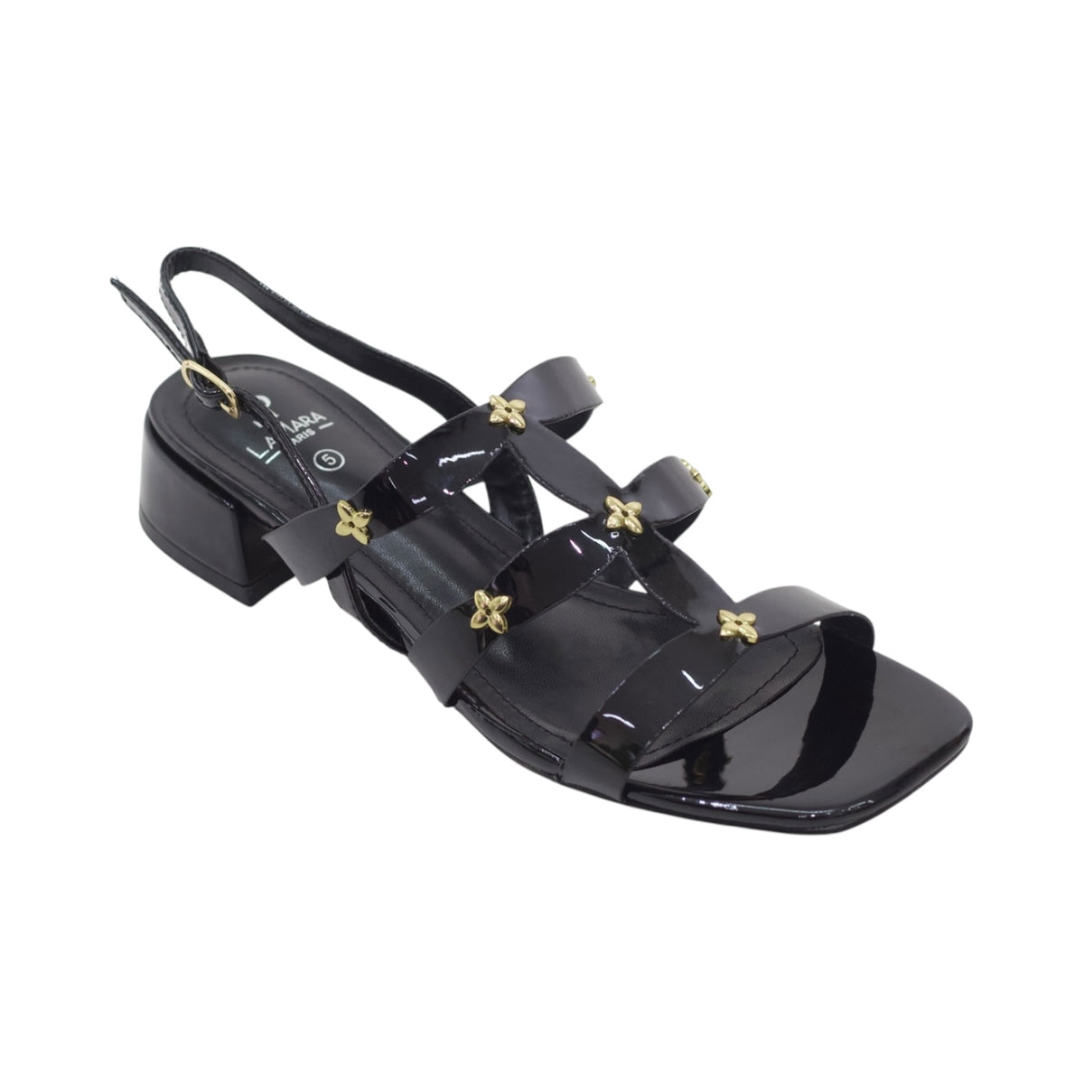 Kalila multi strap sandal with trim 7.5 cm heel