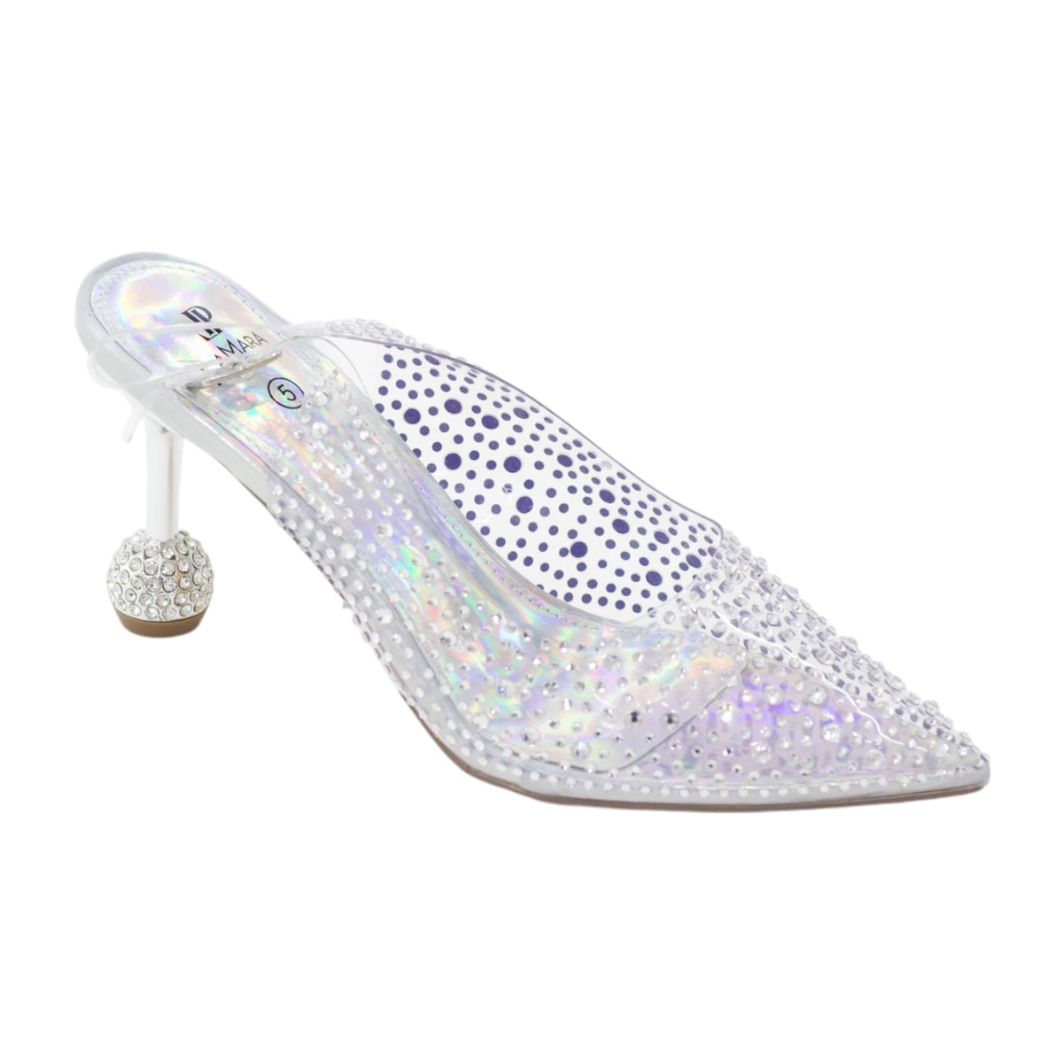 Pixie diamante embellished vinyl sling back on 9cm heel
