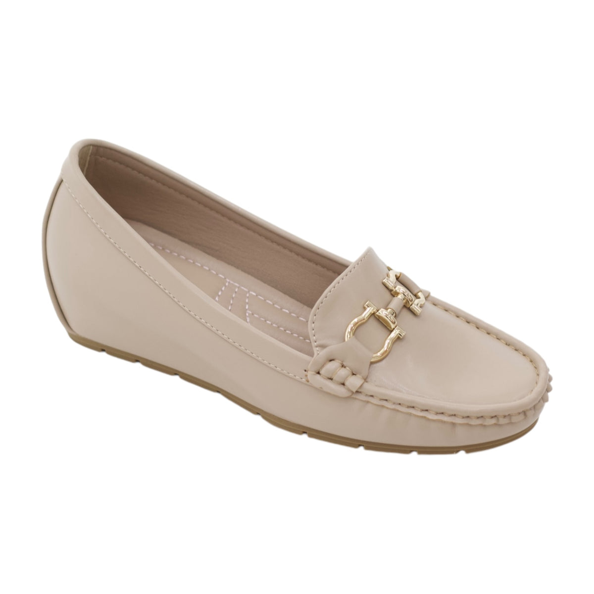 Rosel comfort 3.5cm wedge moc with a twist of gold detailed trim