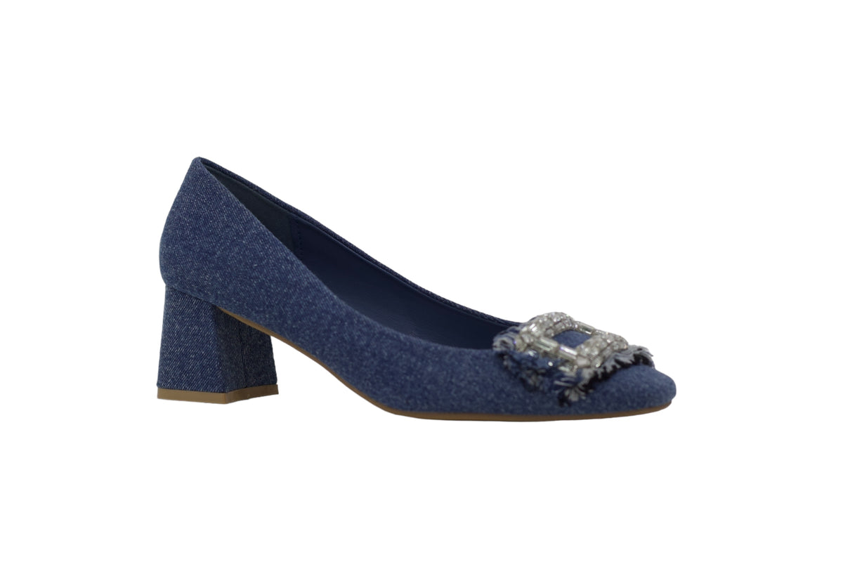 Wikola jeans comfort 5.5cm heel court shoe with a regt trim denim