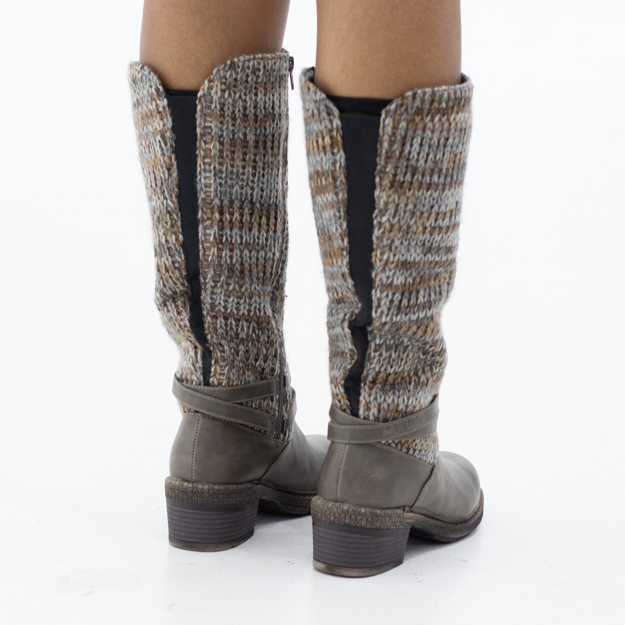 Melon 5.5cm heel knitted jersey knee boots grey