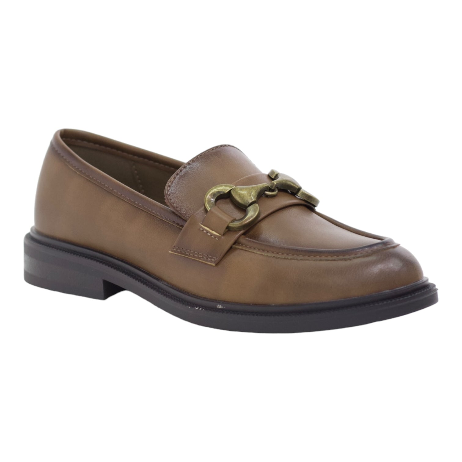 Simba gold trim brogue slip-on pu taupe