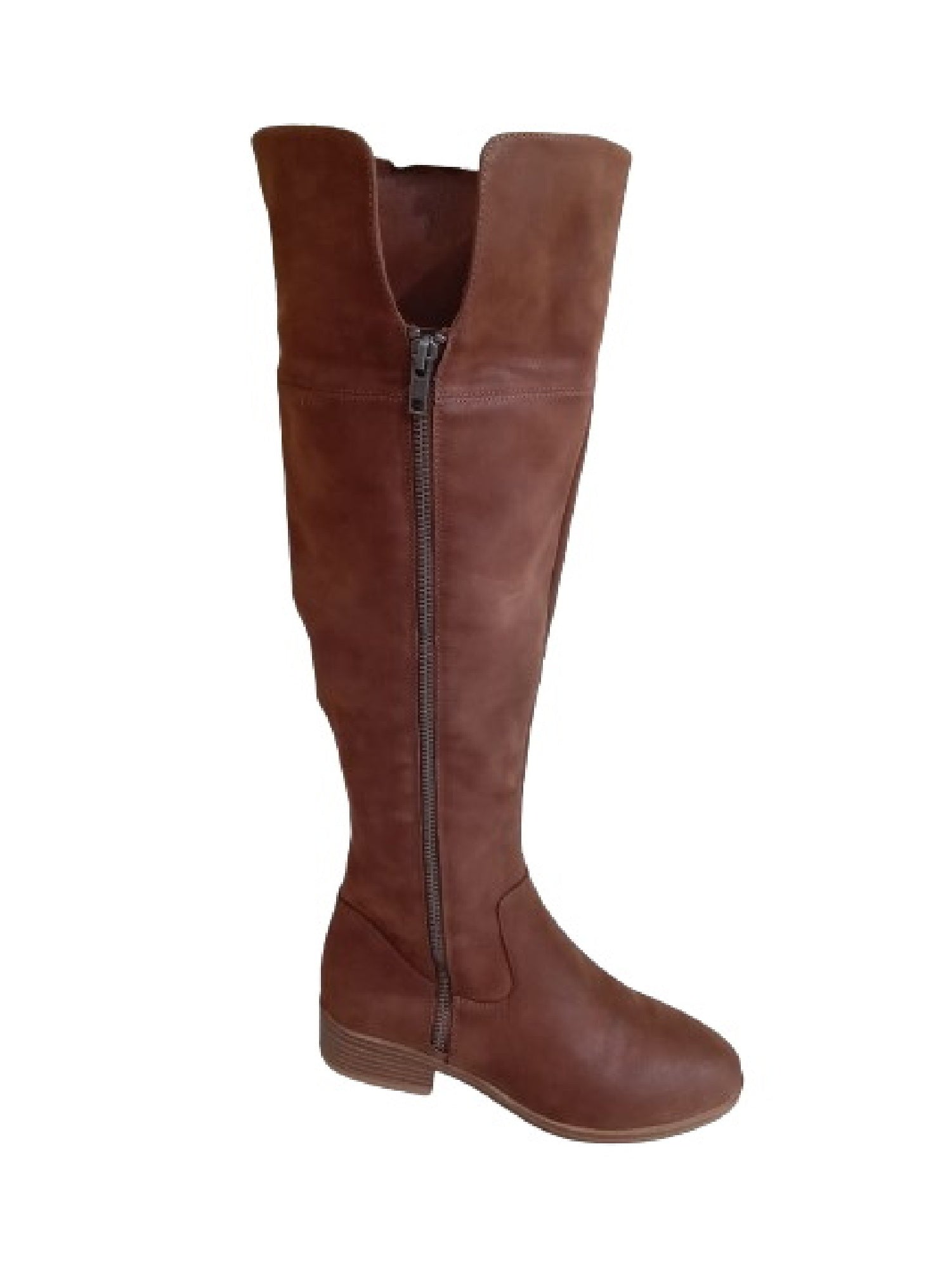 Mia nu-buck knee high flat boot brown