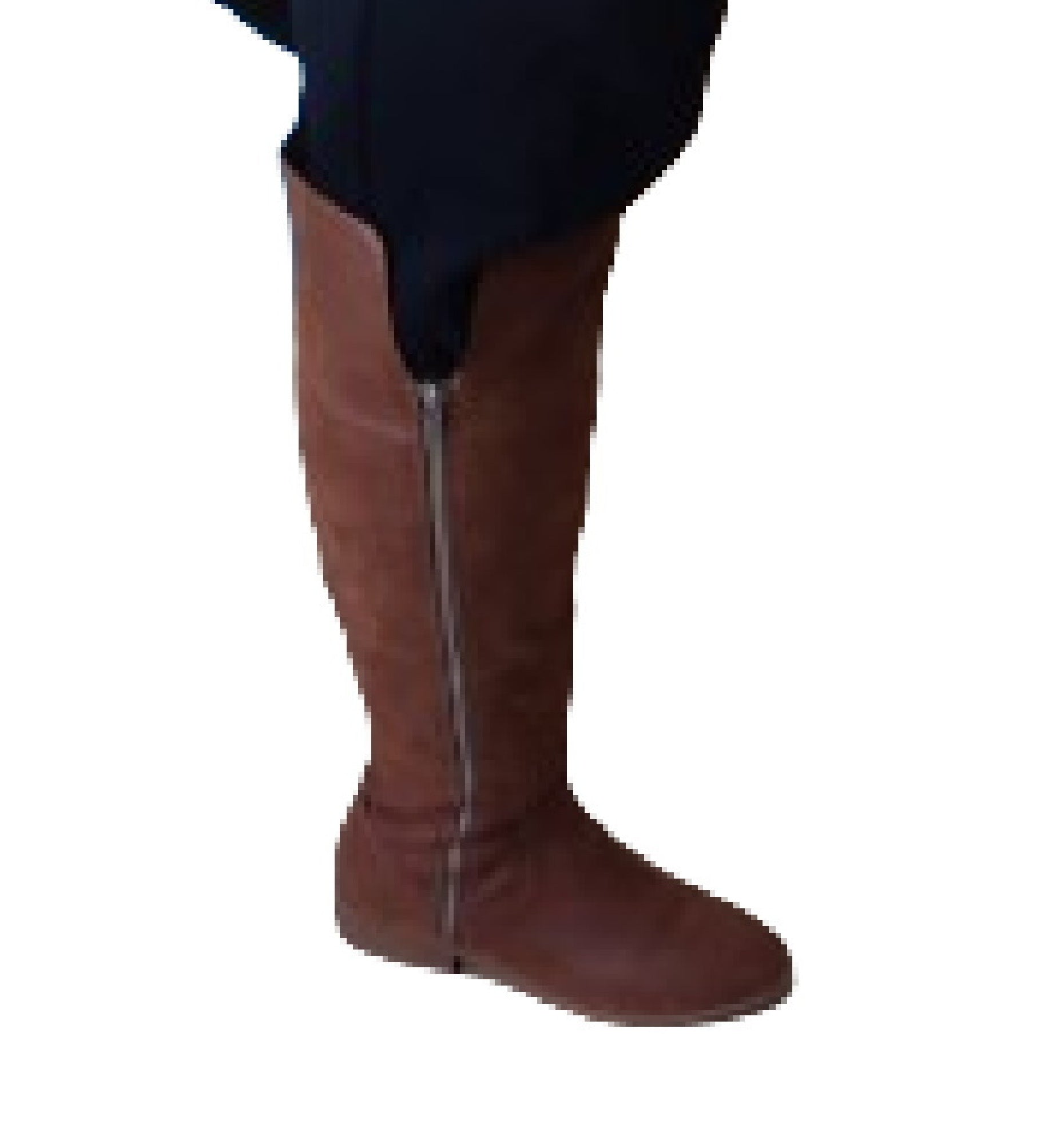 Mia nu-buck knee high flat boot brown