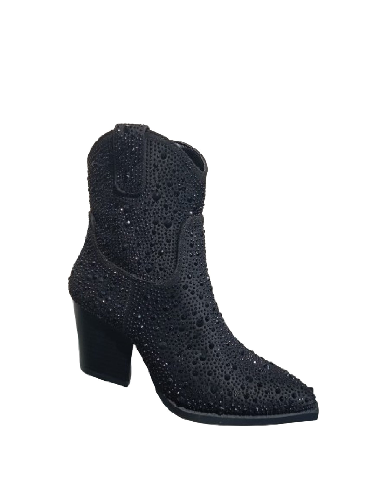 Penny diamante embellished PUNYBY cowboy heel bootie black