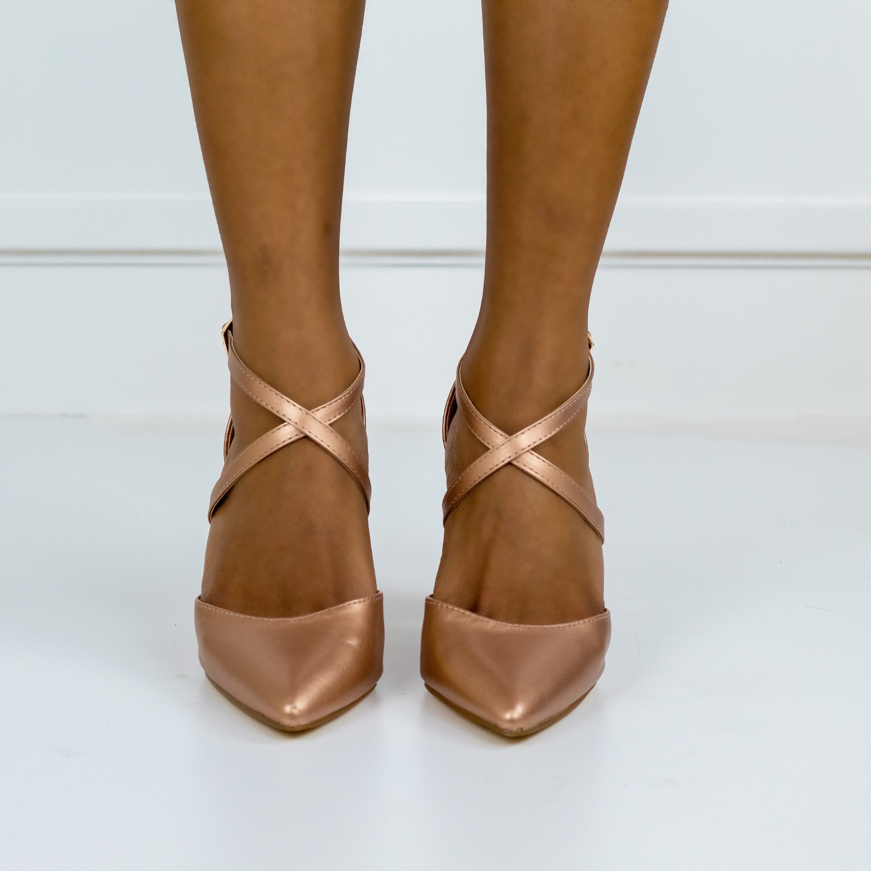 Femi open waist cross-belts court on 8.5cm heel