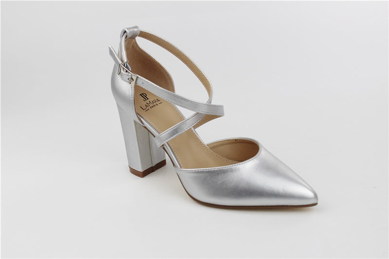 Femi open waist cross-belts court on 8.5cm heel